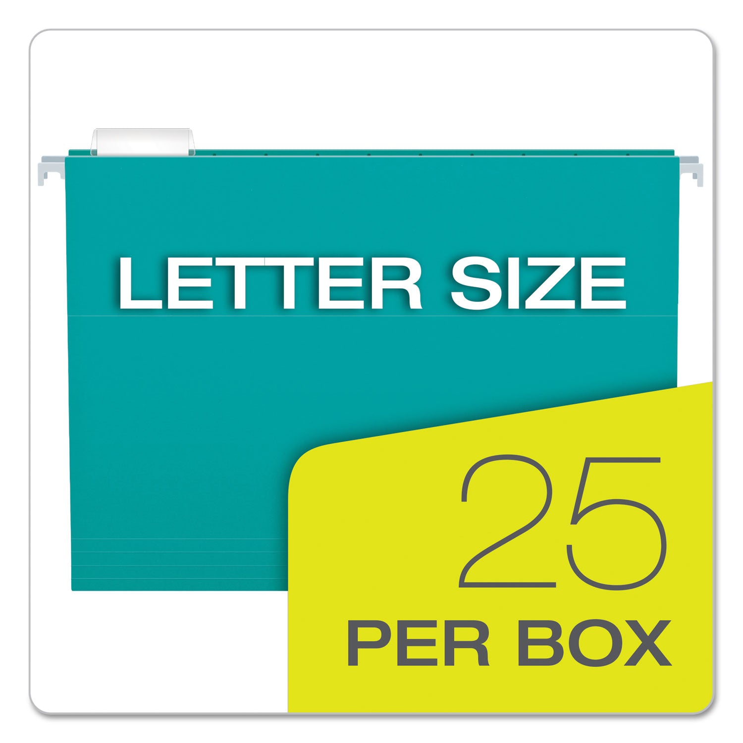 Pendaflex® Colored Hanging Folders, Letter Size, 1/5-Cut Tabs, Aqua, 25/Box