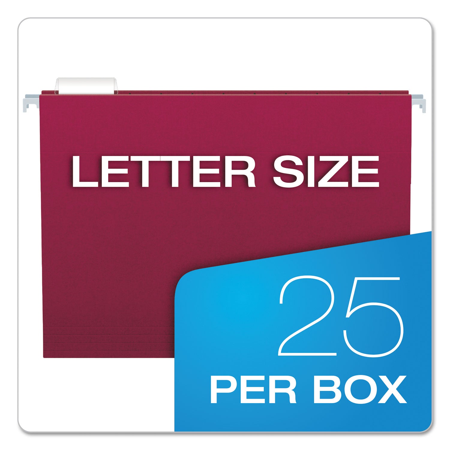 Pendaflex® Colored Hanging Folders, Letter Size, 1/5-Cut Tabs, Burgundy, 25/Box