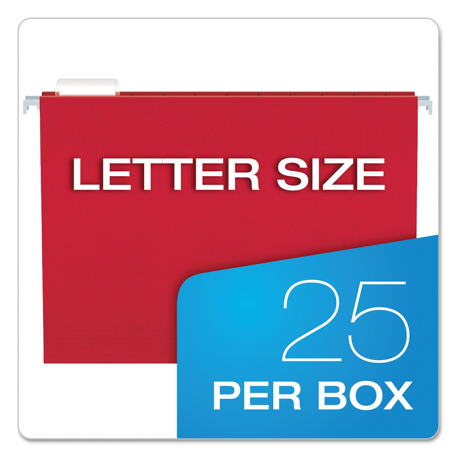 Pendaflex® Colored Hanging Folders, Letter Size, 1/5-Cut Tabs, Red, 25/Box