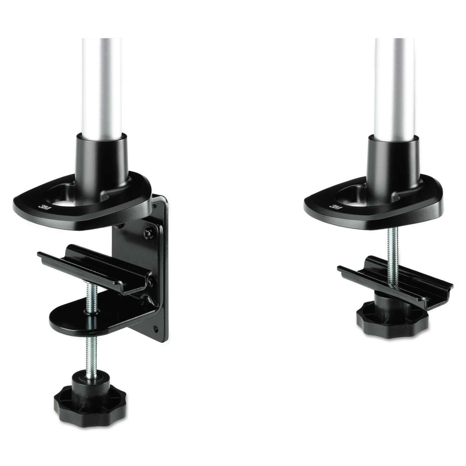 3M™ Dual-Swivel Monitor Arm, 360 Degree Rotation, +15 Degree/-90 Degree Tilt, 180 Degree Pan, Black/Gray, Supports 30 lbs
