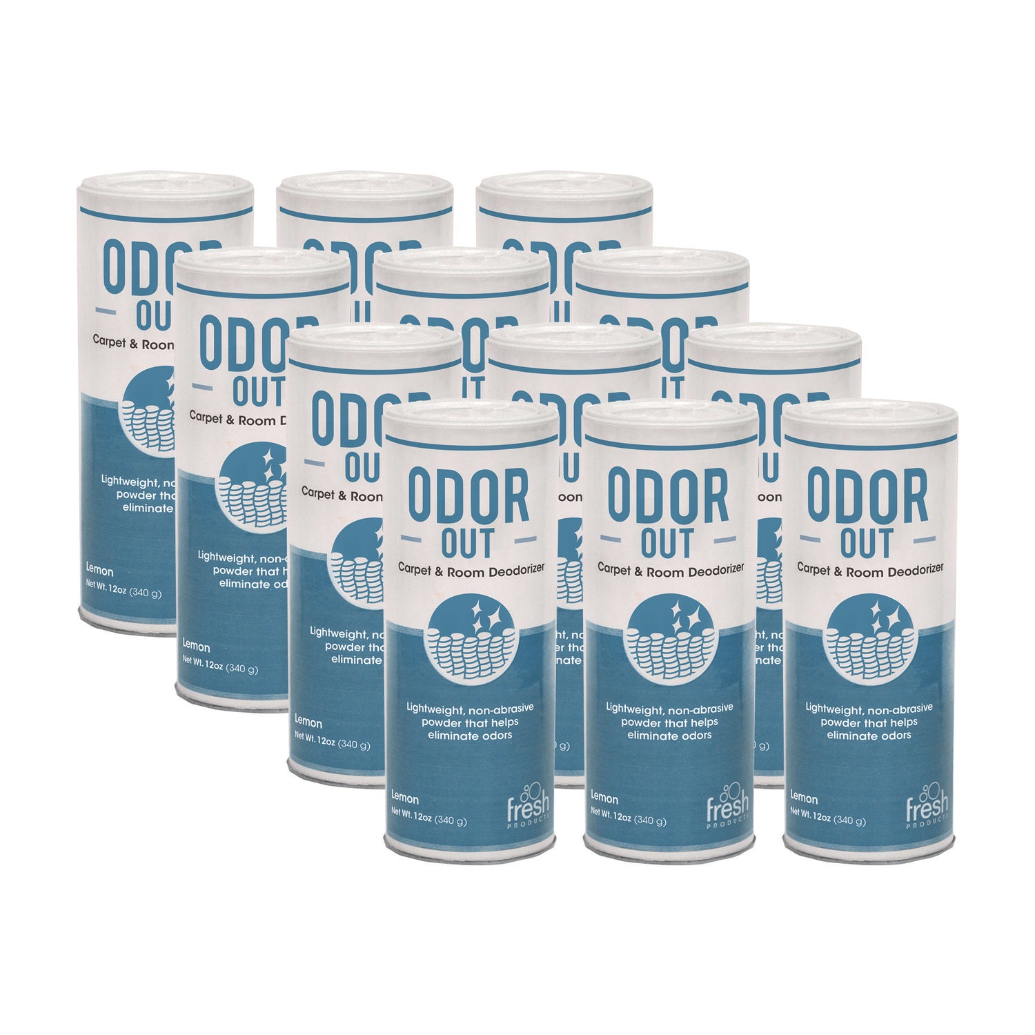 Odor-Out Rug/Room Deodorant, Lemon, 12 oz Shaker Can, 12/Box