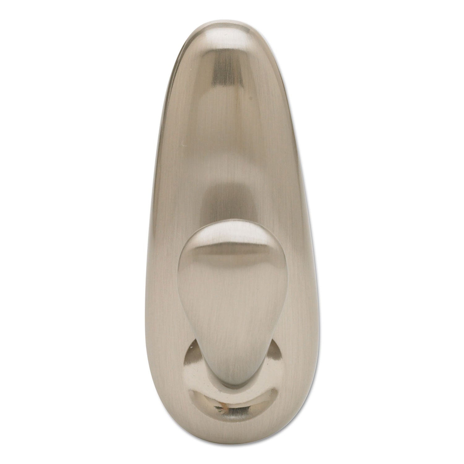 Command™ Adhesive Mount Metal Hook, Medium, Brushed Nickel Finish, 3 lb Capacity, 1 Hook and 2 Strips