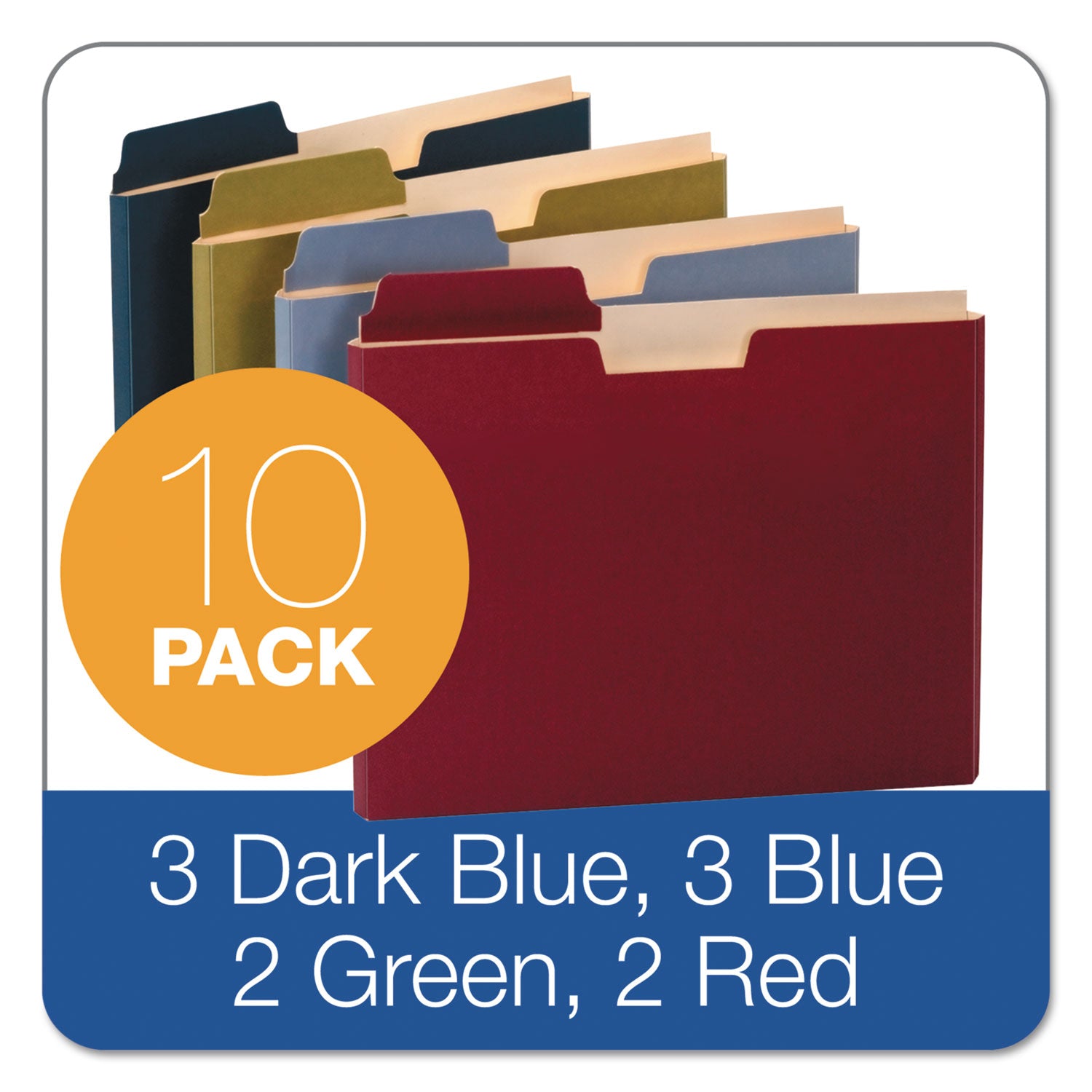 Pendaflex® File Folder Pocket, 0.75" Expansion, Letter Size, Assorted Colors, 10/Pack