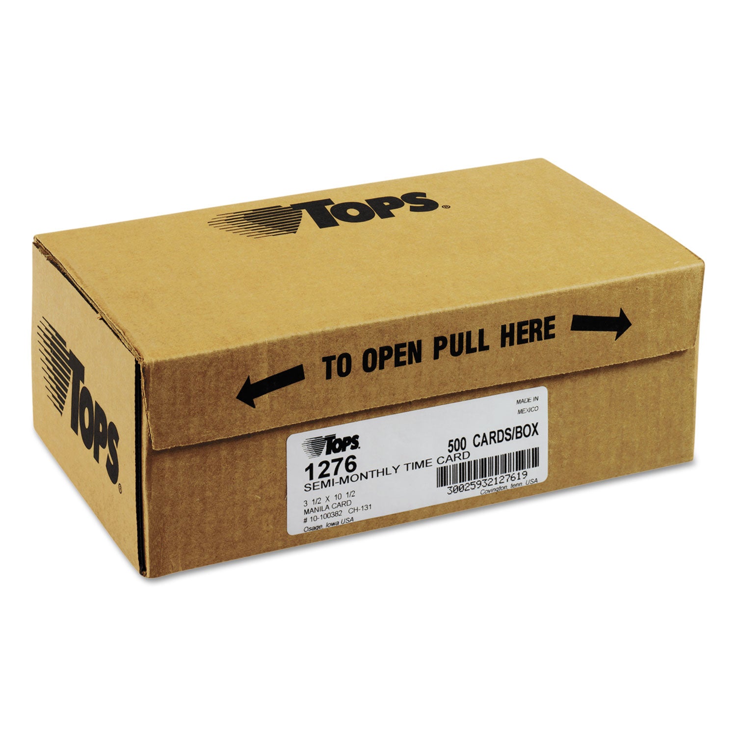 TOPS™ Time Clock Cards, Replacement For 10-100382/1950-9631, Two Sides, 3.5 X 10.5, 500/box