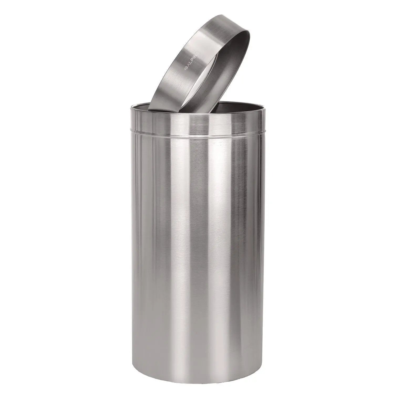 27 Gallon Stainless Steel Commercial Indoor Trash Can, Brushed Stainless Steel Alpine Industries Flipcost