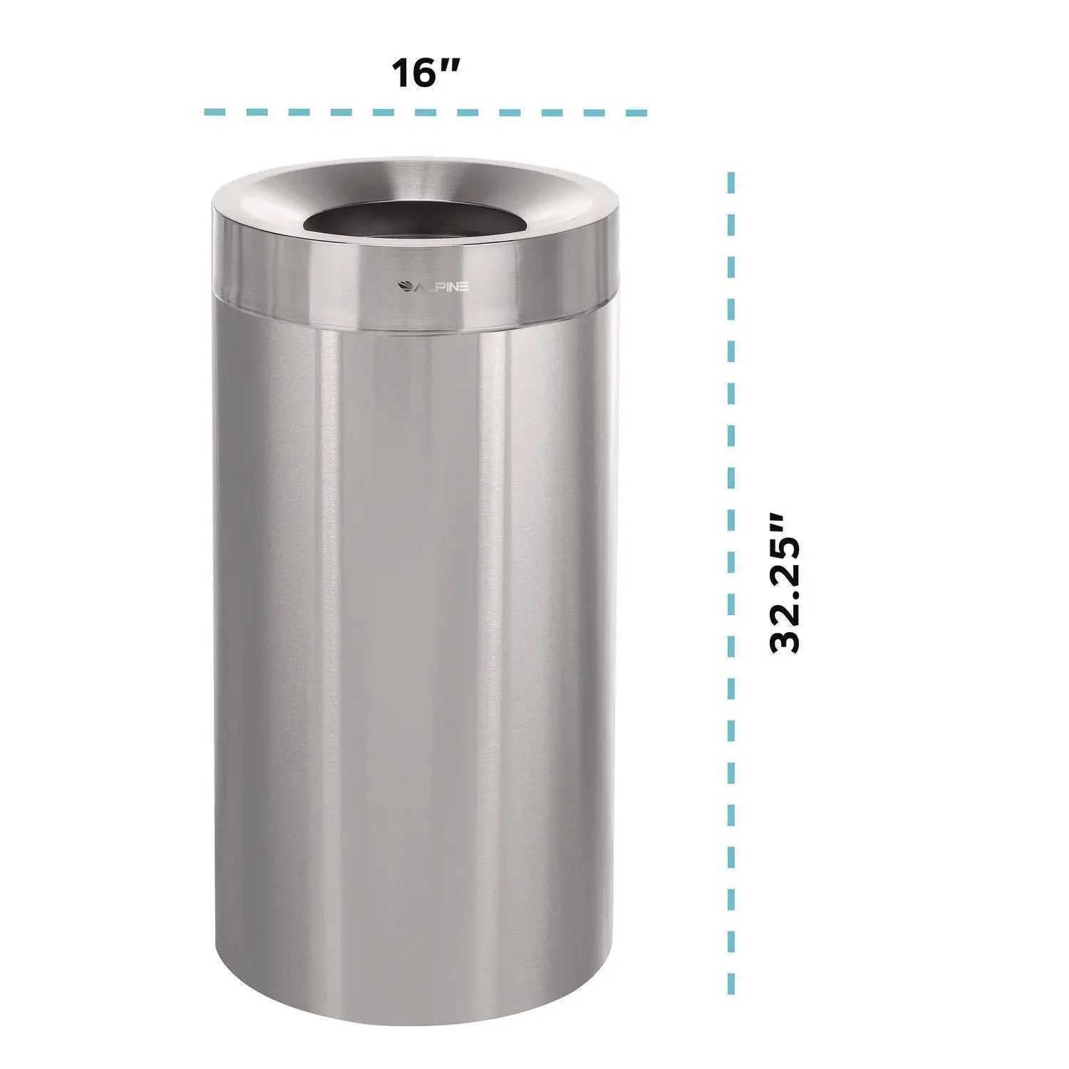 27 Gallon Stainless Steel Commercial Indoor Trash Can, Brushed Stainless Steel Alpine Industries Flipcost