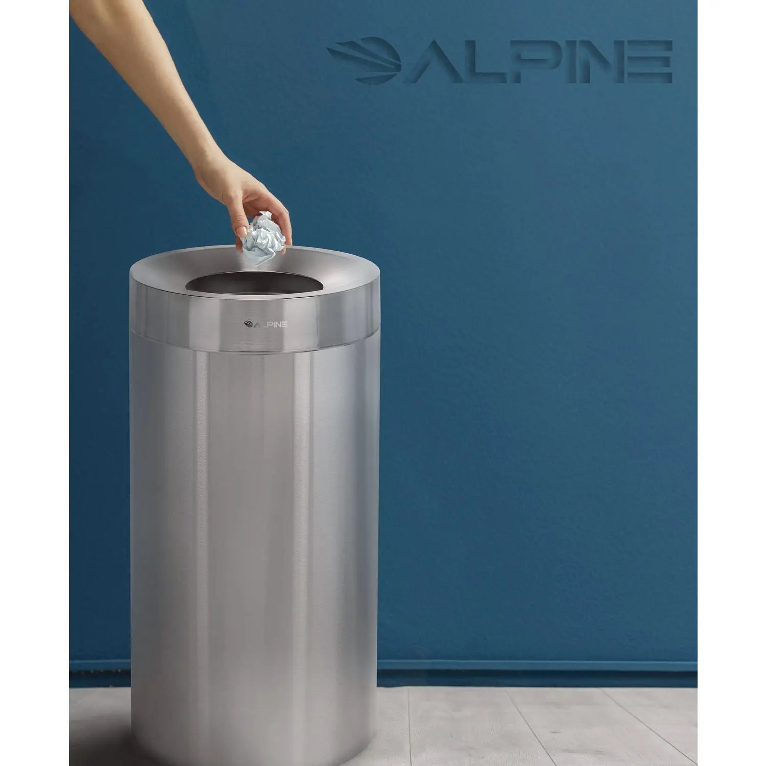 27 Gallon Stainless Steel Commercial Indoor Trash Can, Brushed Stainless Steel Alpine Industries Flipcost