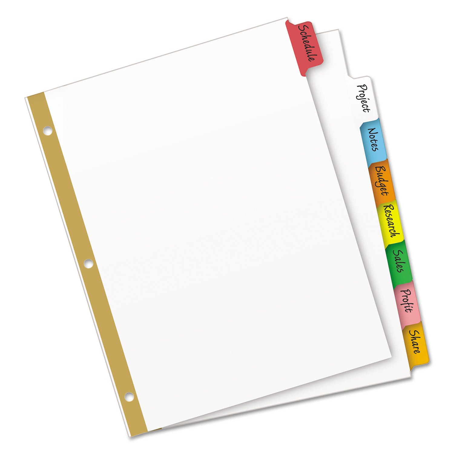 Avery® Write and Erase Big Tab Paper Dividers, 8-Tab, 11 x 8.5, White, Assorted Tabs,1 Set