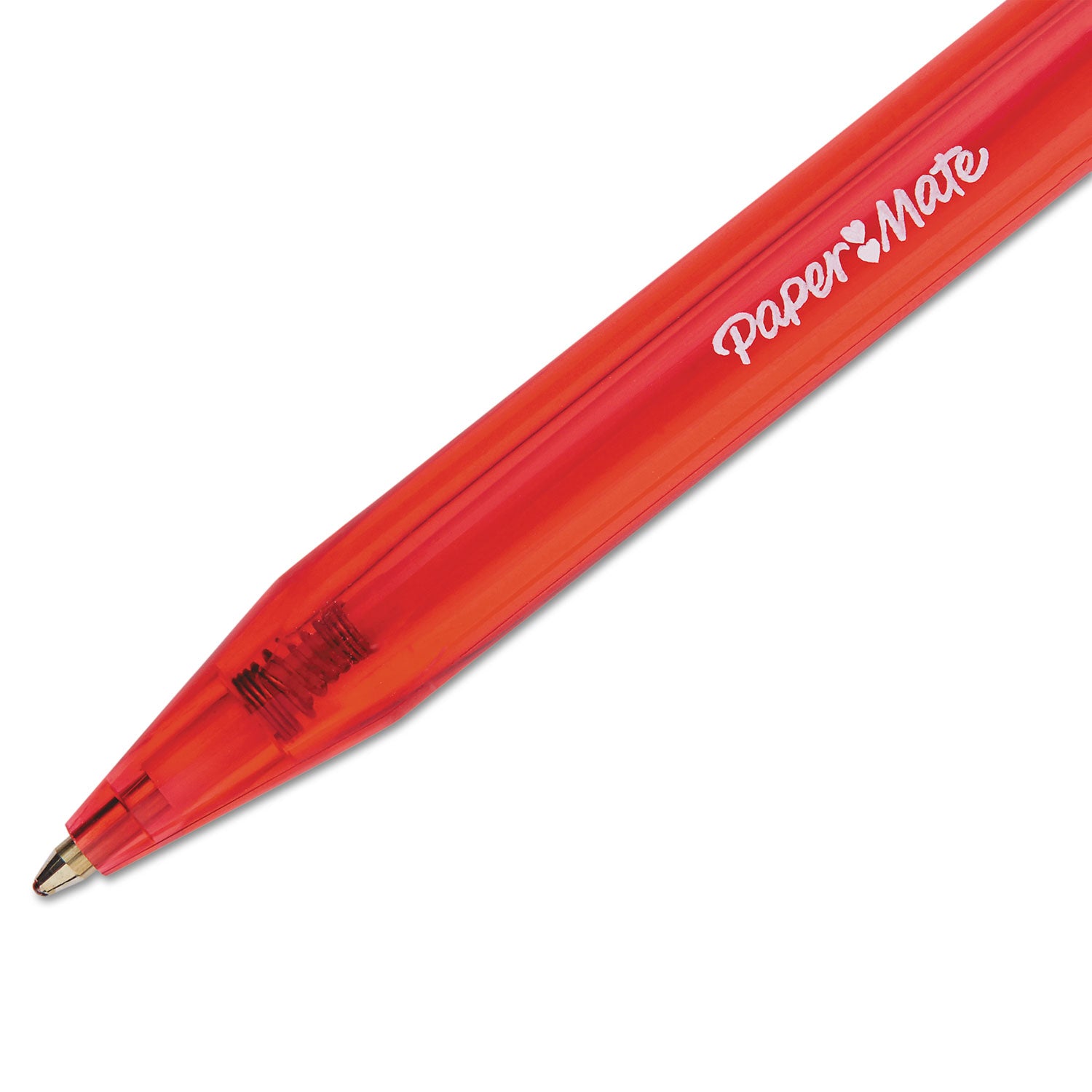 Paper Mate® InkJoy 100 RT Ballpoint Pen, Retractable, Medium 1 mm, Red Ink, Translucent Red Barrel, Dozen