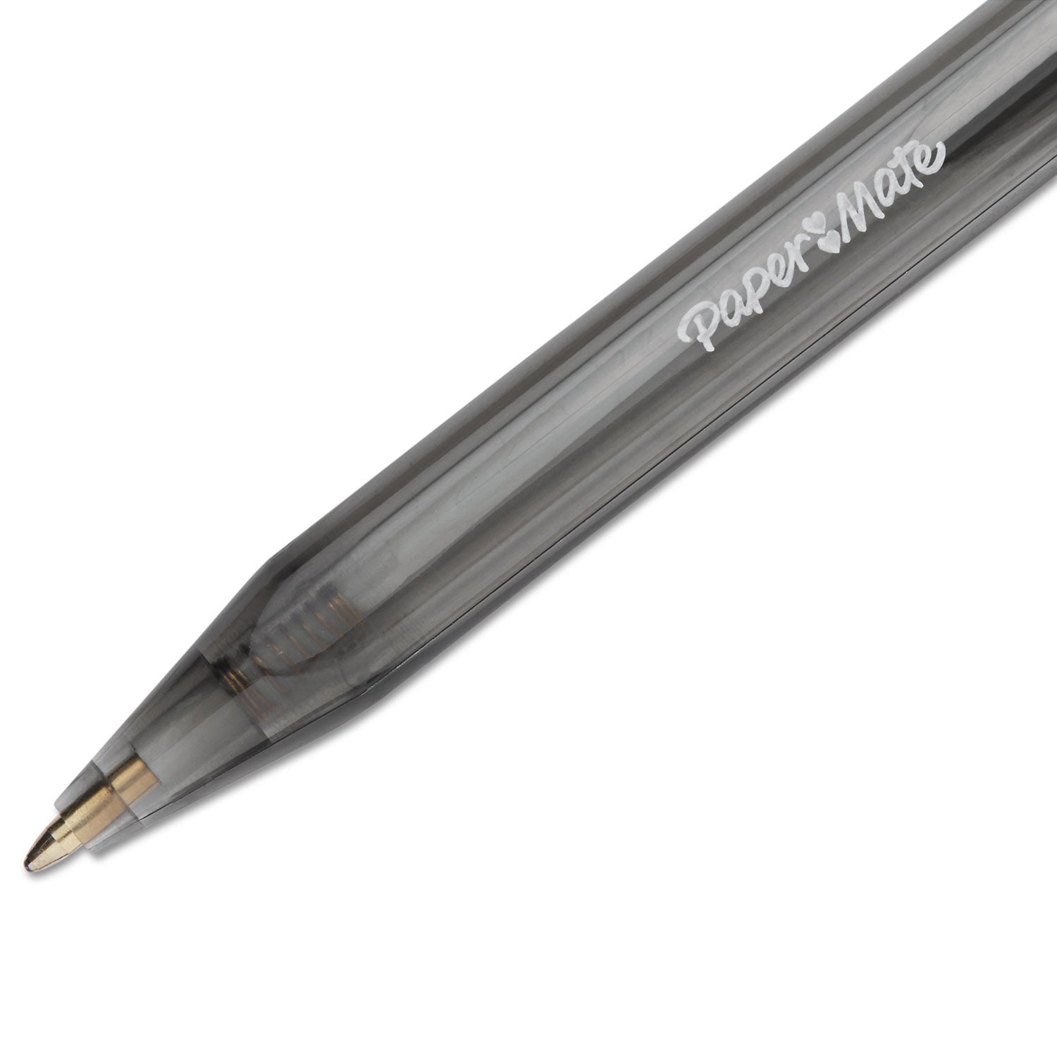 Paper Mate® InkJoy 100 RT Ballpoint Pen, Retractable, Medium 1 mm, Black Ink, Smoke/Black Barrel, 20/Pack
