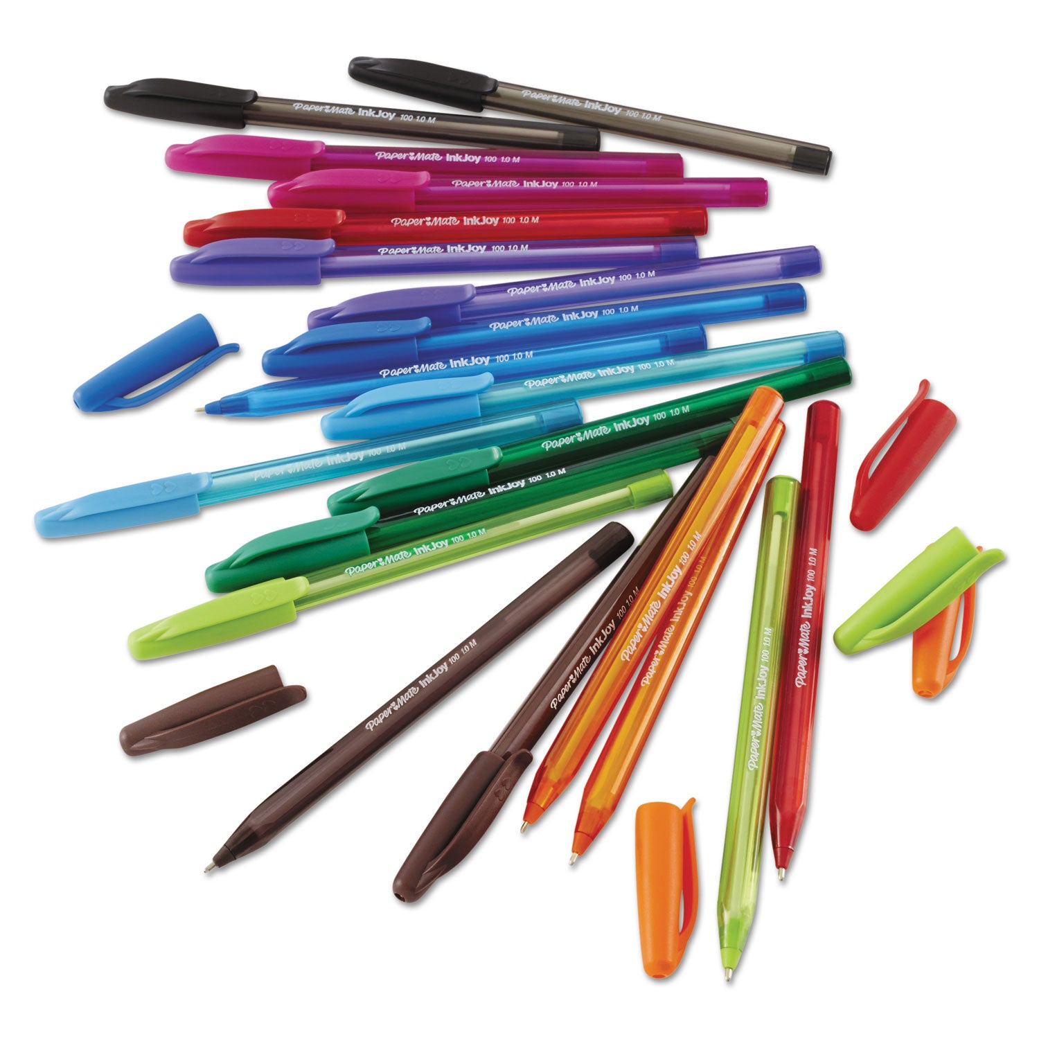 Paper Mate® InkJoy 100 Ballpoint Pen, Stick, Medium 1 mm, Assorted Ink and Barrel Colors, 8/Pack