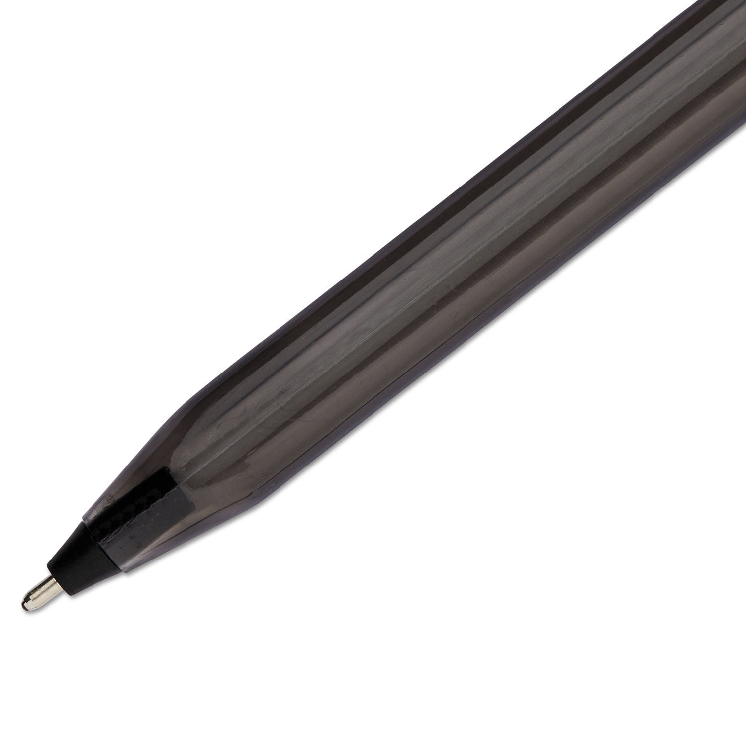 Paper Mate® InkJoy 100 Ballpoint Pen, Stick, Medium 1 mm, Black Ink, Smoke/Black Barrel, Dozen