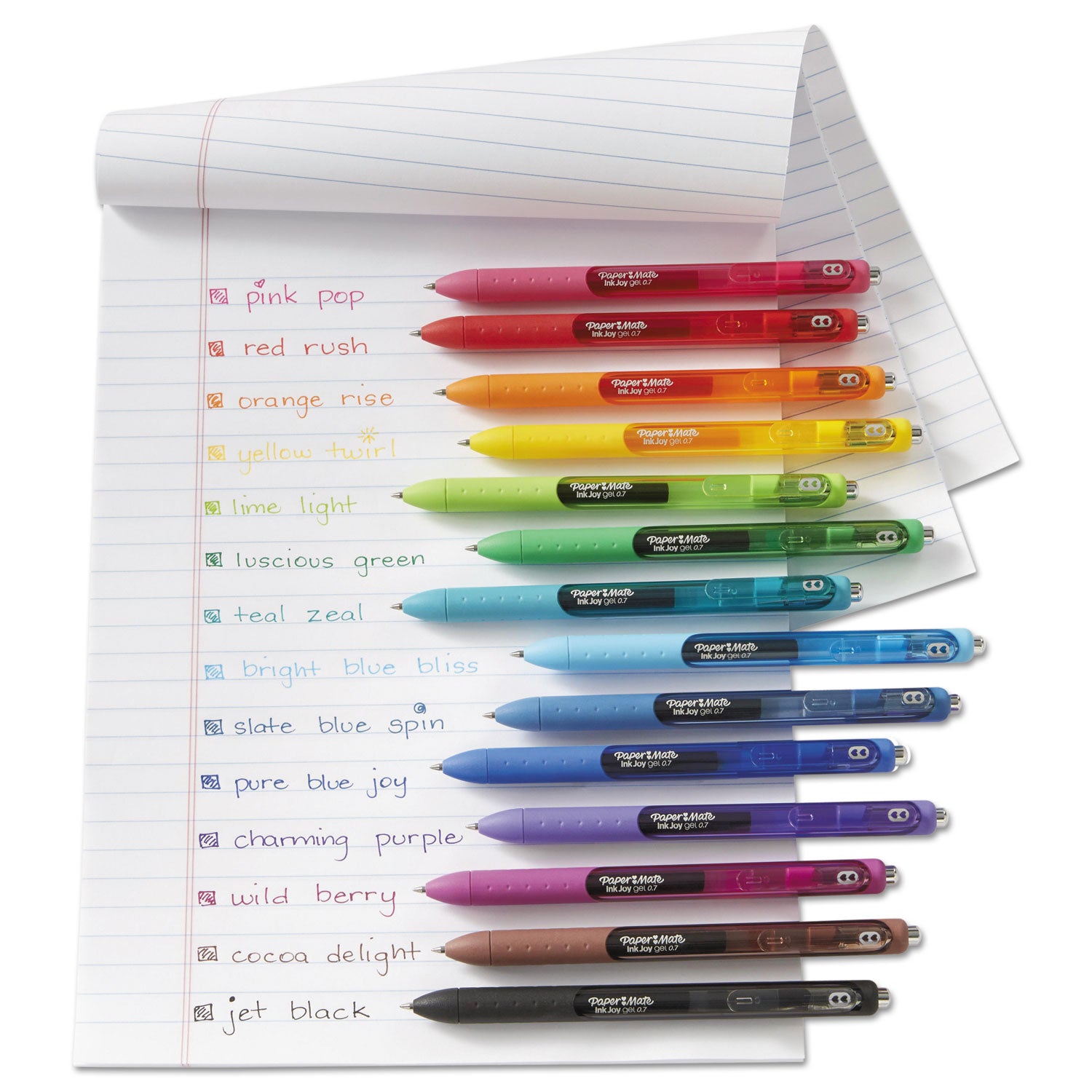 Paper Mate® InkJoy Gel Pen, Retractable, Medium 0.7 mm, Assorted Ink and Barrel Colors, 14/Pack