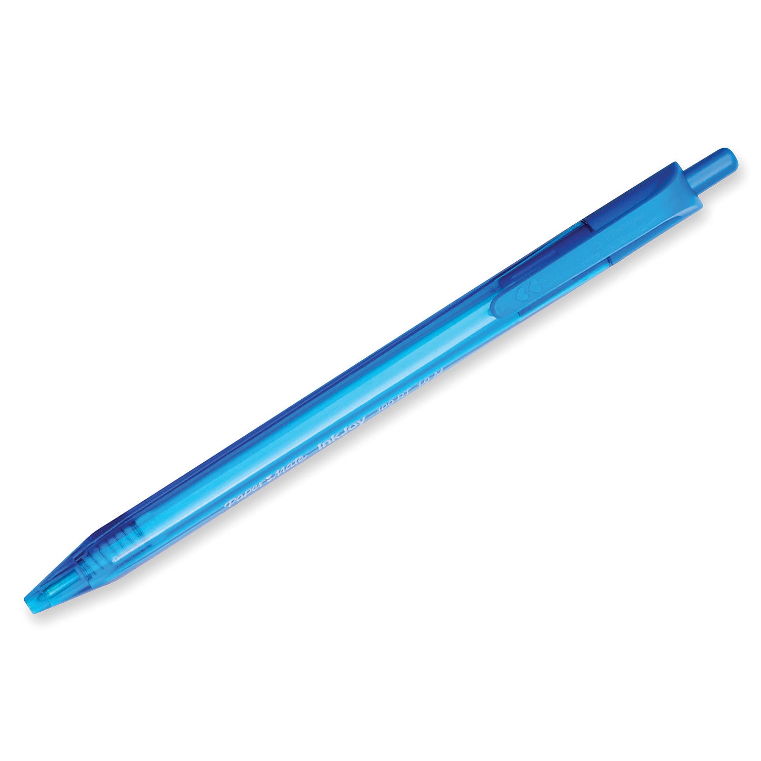 Paper Mate® InkJoy 100 RT Ballpoint Pen, Retractable, Medium 1 mm, Blue Ink, Translucent Blue Barrel, Dozen