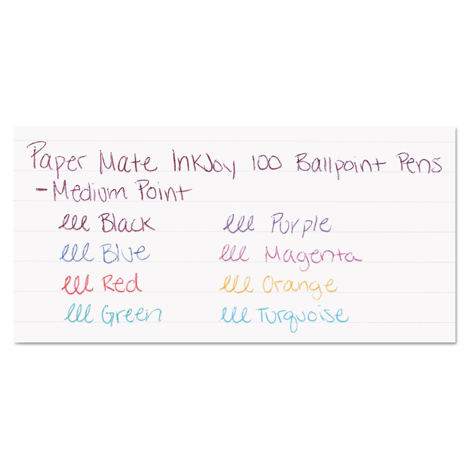 Paper Mate® InkJoy 100 Ballpoint Pen, Stick, Medium 1 mm, Assorted Ink and Barrel Colors, 8/Pack
