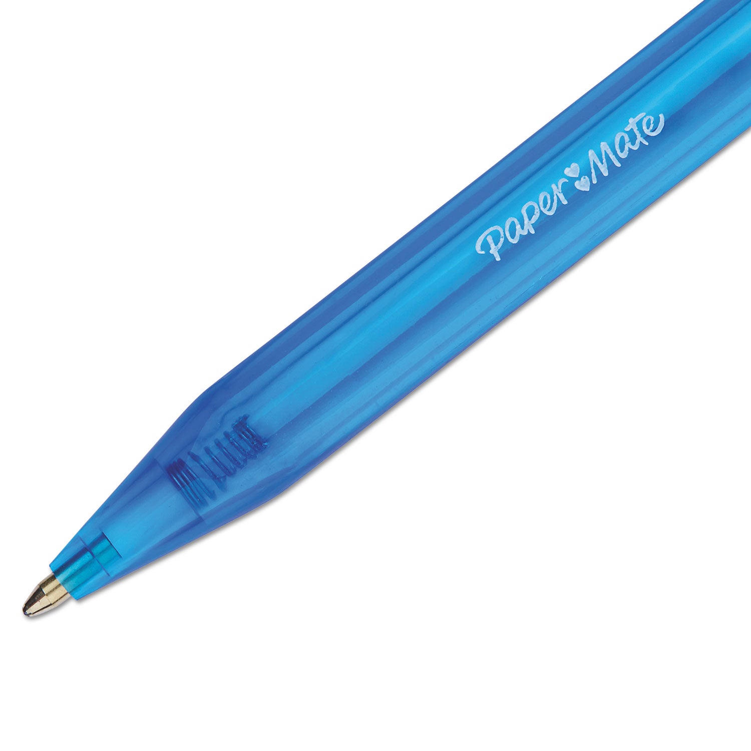 Paper Mate® InkJoy 100 RT Ballpoint Pen, Retractable, Medium 1 mm, Blue Ink, Translucent Blue Barrel, Dozen