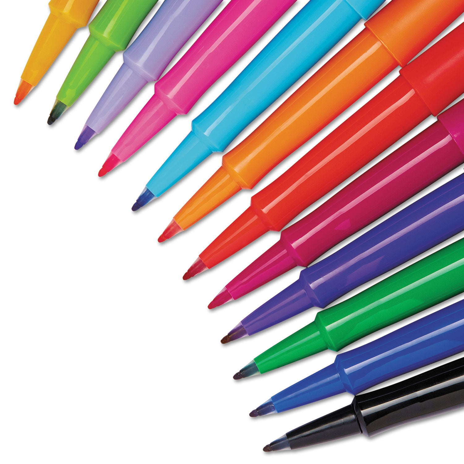 Paper Mate® Point Guard Flair Felt Tip Porous Point Pen, Stick, Medium 0.7 Mm, Assorted Ink And Barrel Colors, 12/pack