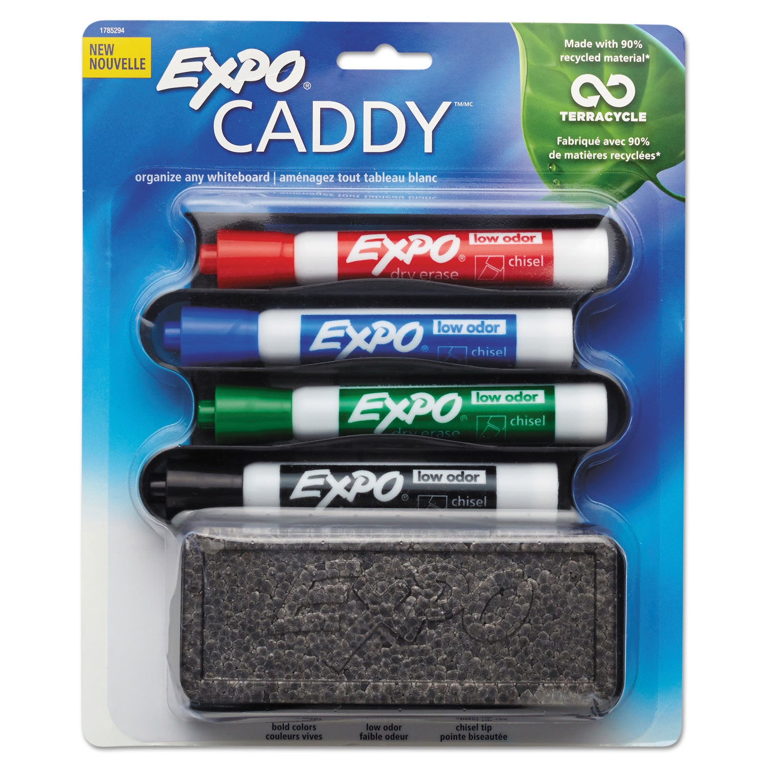 EXPO® Whiteboard Caddy Set, Broad Chisel Tip, Assorted Colors, 4/Set