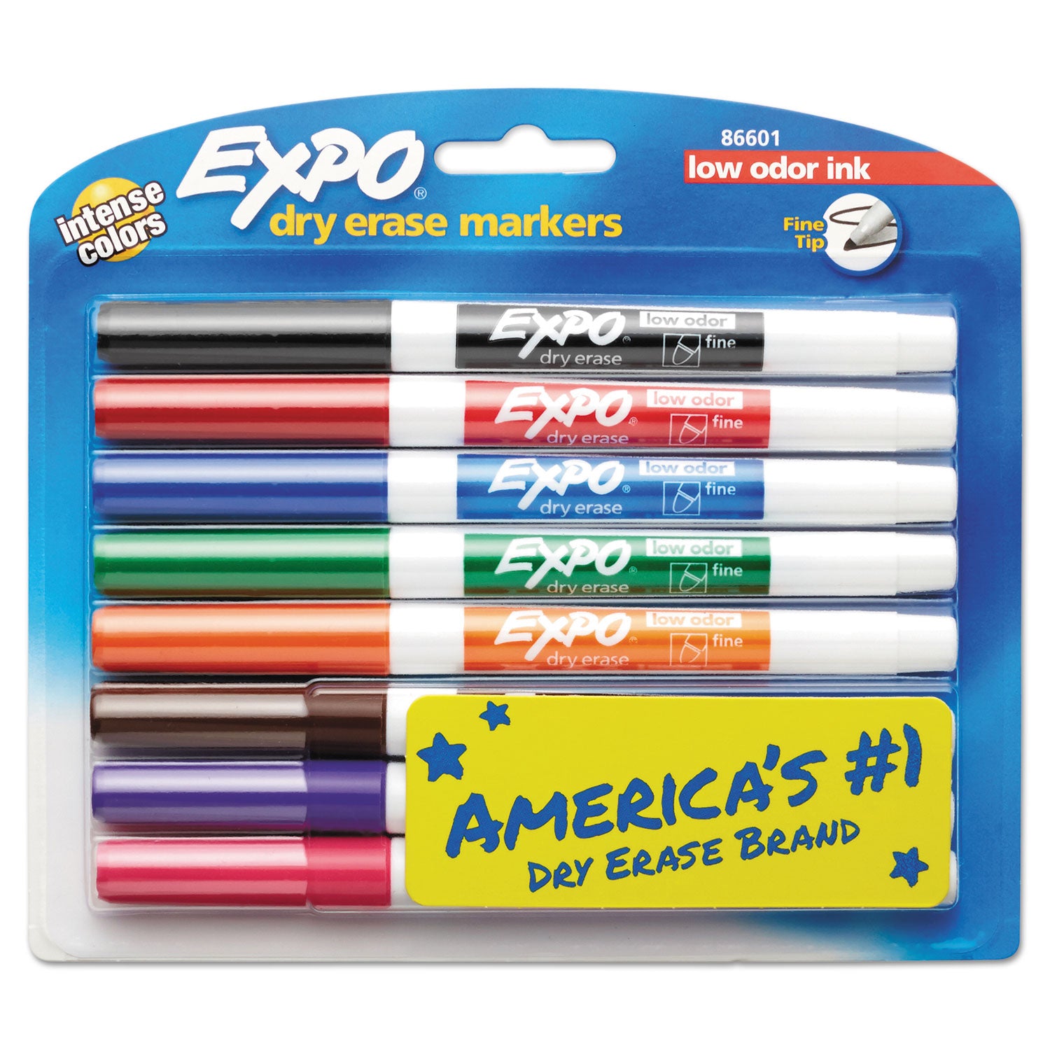 EXPO® Low-Odor Dry-Erase Marker, Fine Bullet Tip, Assorted Colors, 8/Set