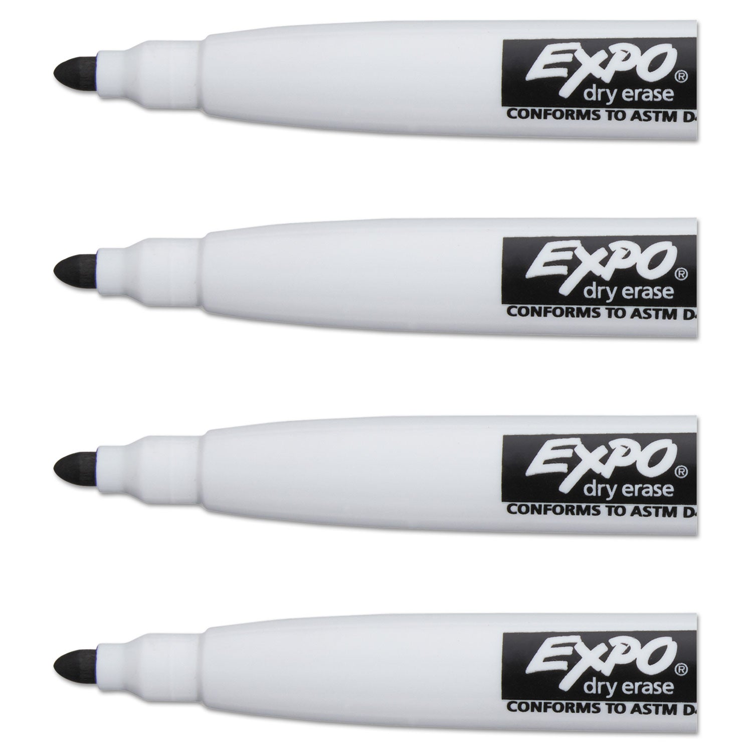EXPO® Magnetic Dry Erase Marker, Fine Bullet Tip, Black, 4/pack