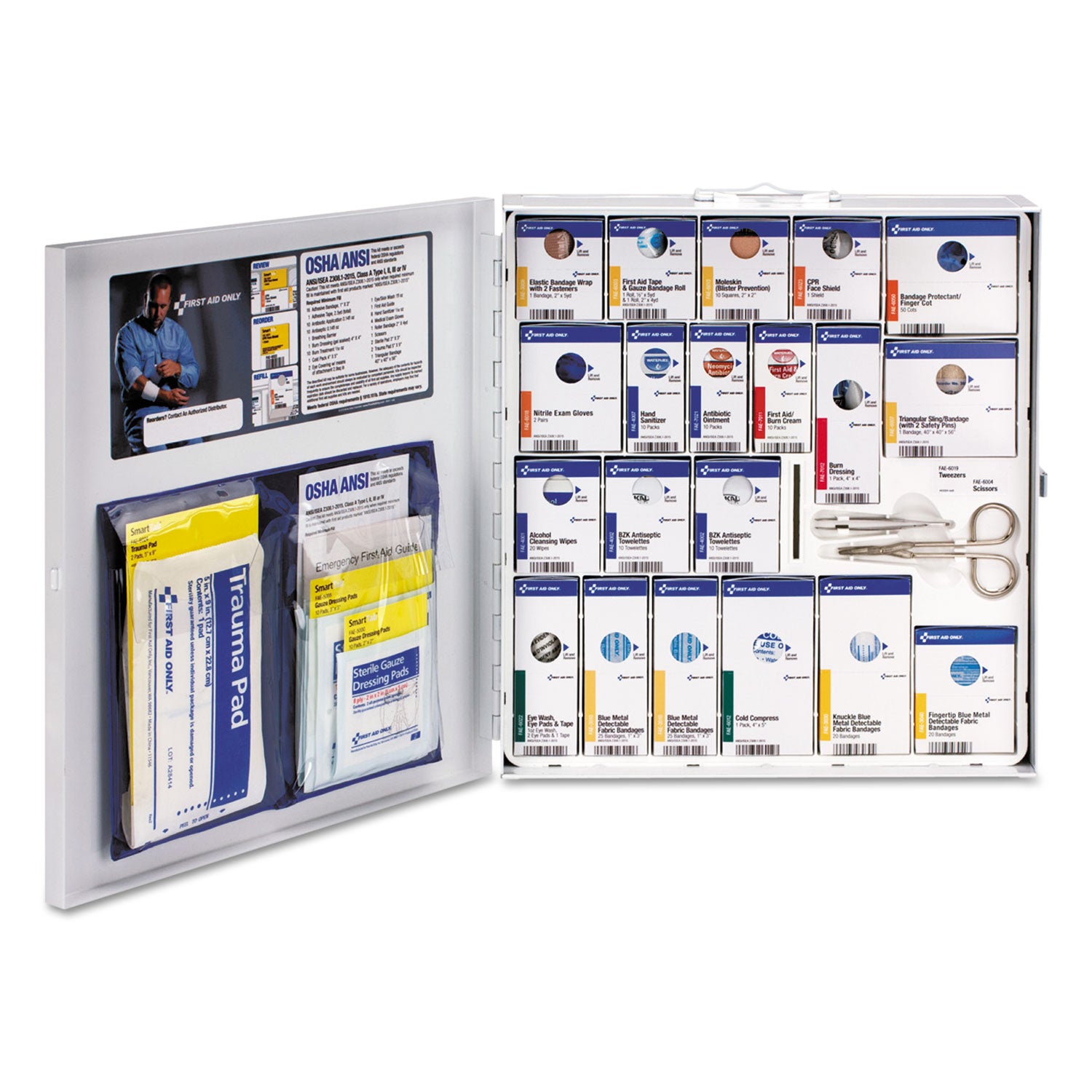 First Aid Only™ SmartCompliance Food Service First Aid Kit, Without Medication, 50 People, 260 Pieces, Metal Case