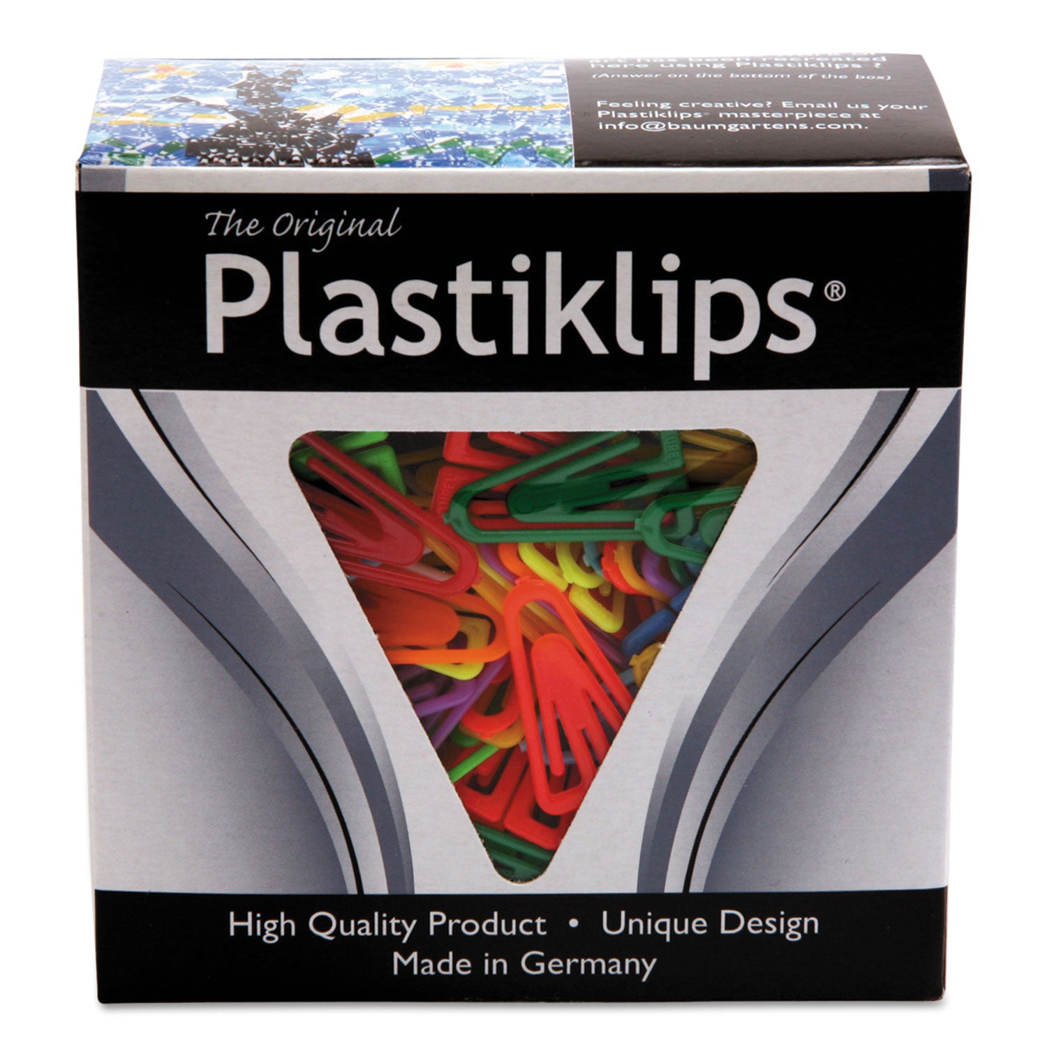 Baumgartens® Plastiklips Paper Clips, Medium, Smooth, Assorted Colors, 500/Box