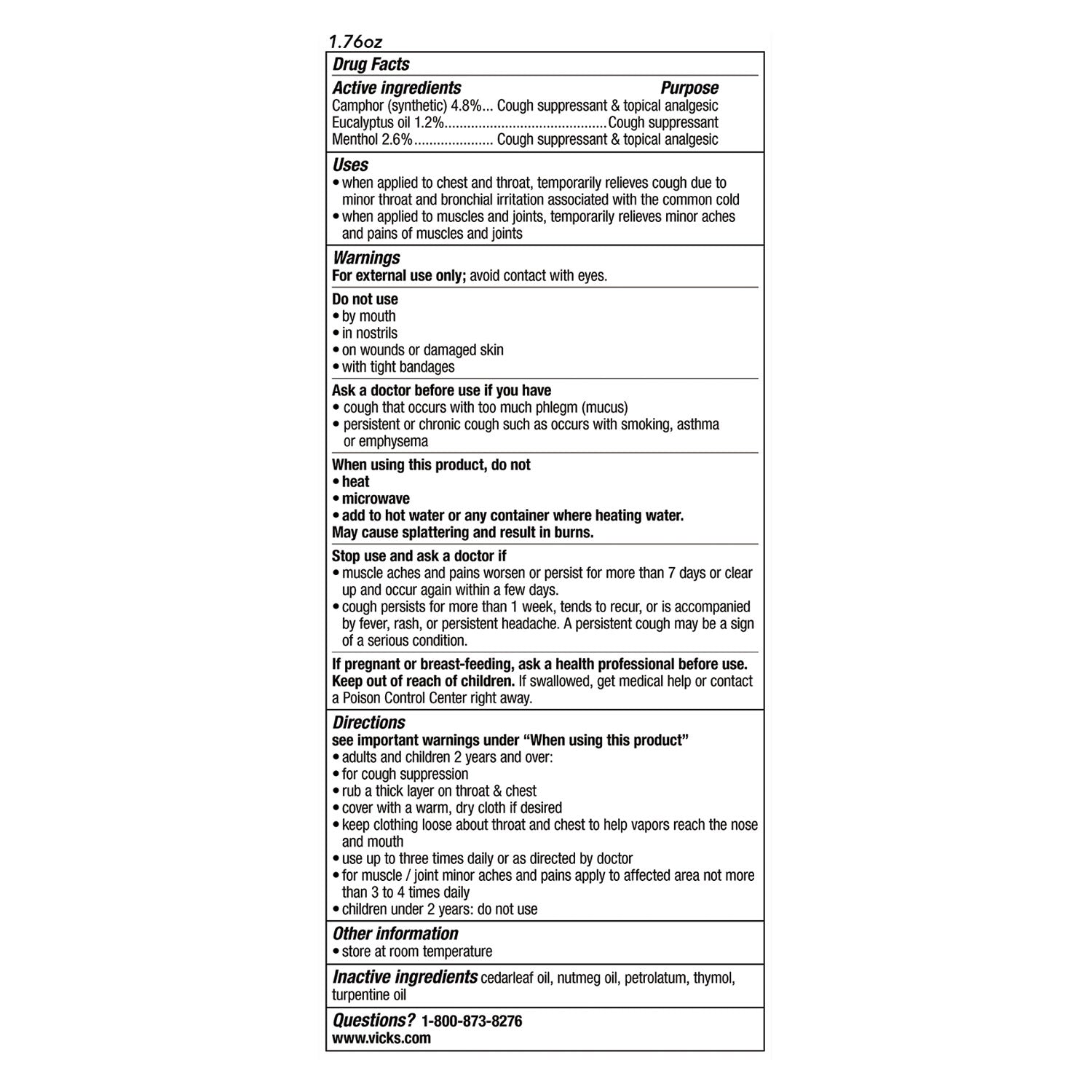 Vicks® Vaporub, 1.76 Oz Jar, 36/carton