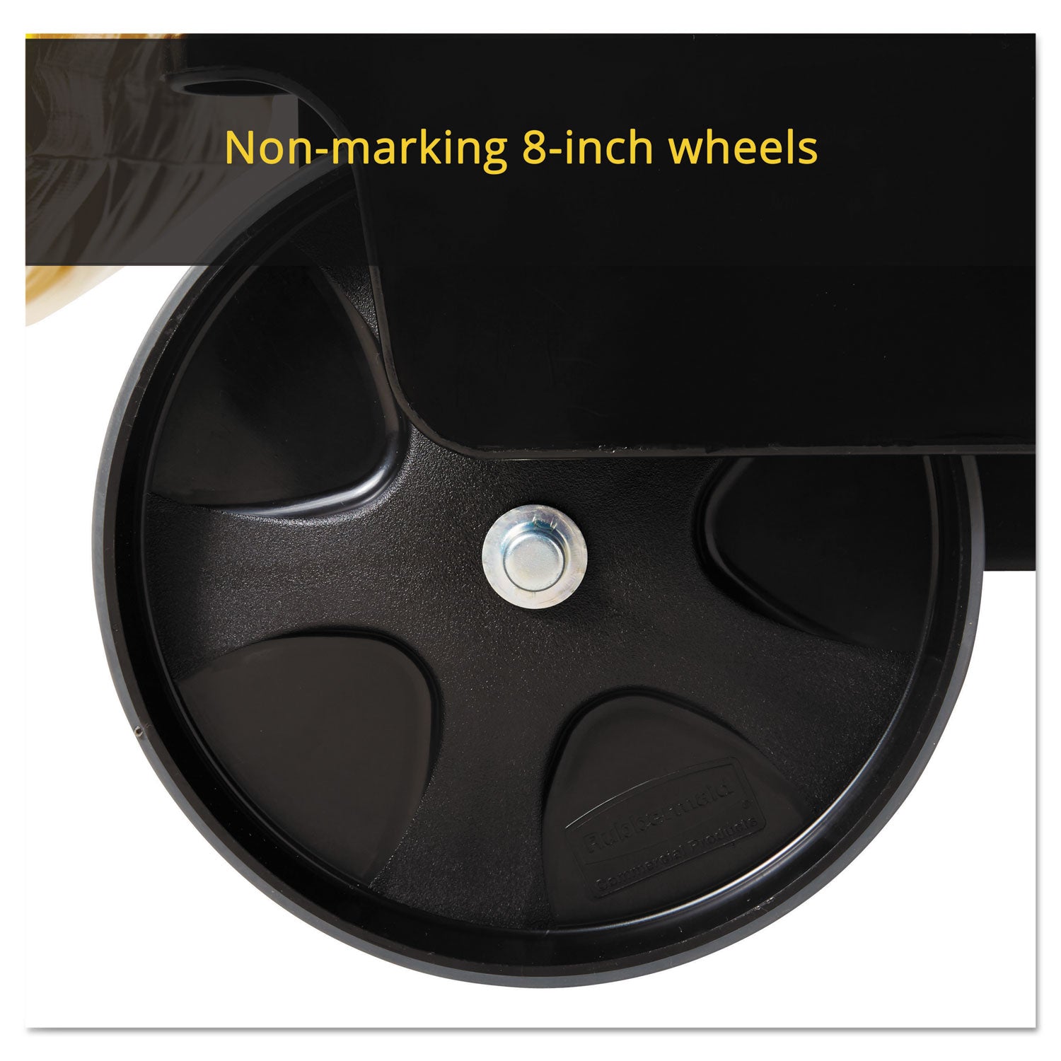 Rubbermaid® Commercial Multi-Shelf Cleaning Cart, Plastic, 4 Shelves, 1 Bin, 20" x 45" x 38.25", Black