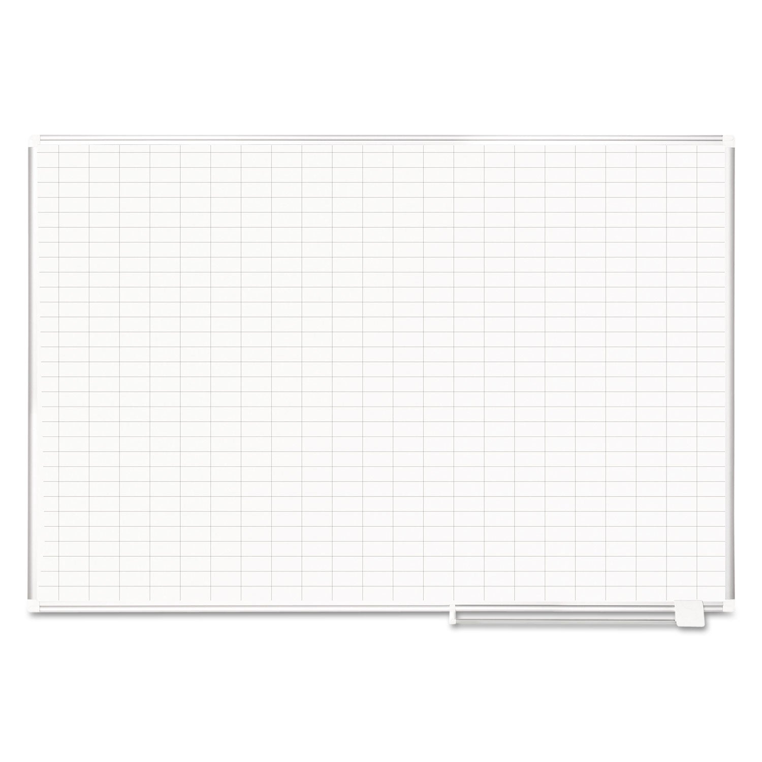 MasterVision® Gridded Magnetic Porcelain Dry Erase Project Planning Board, 1" x 2" Cells, 72" x 48", White Surface, Satin Aluminum Frame