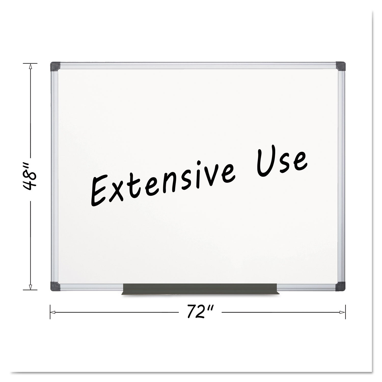 MasterVision® Porcelain Value Dry Erase Board, 48" x 72", White Surface, Satin Aluminum Frame