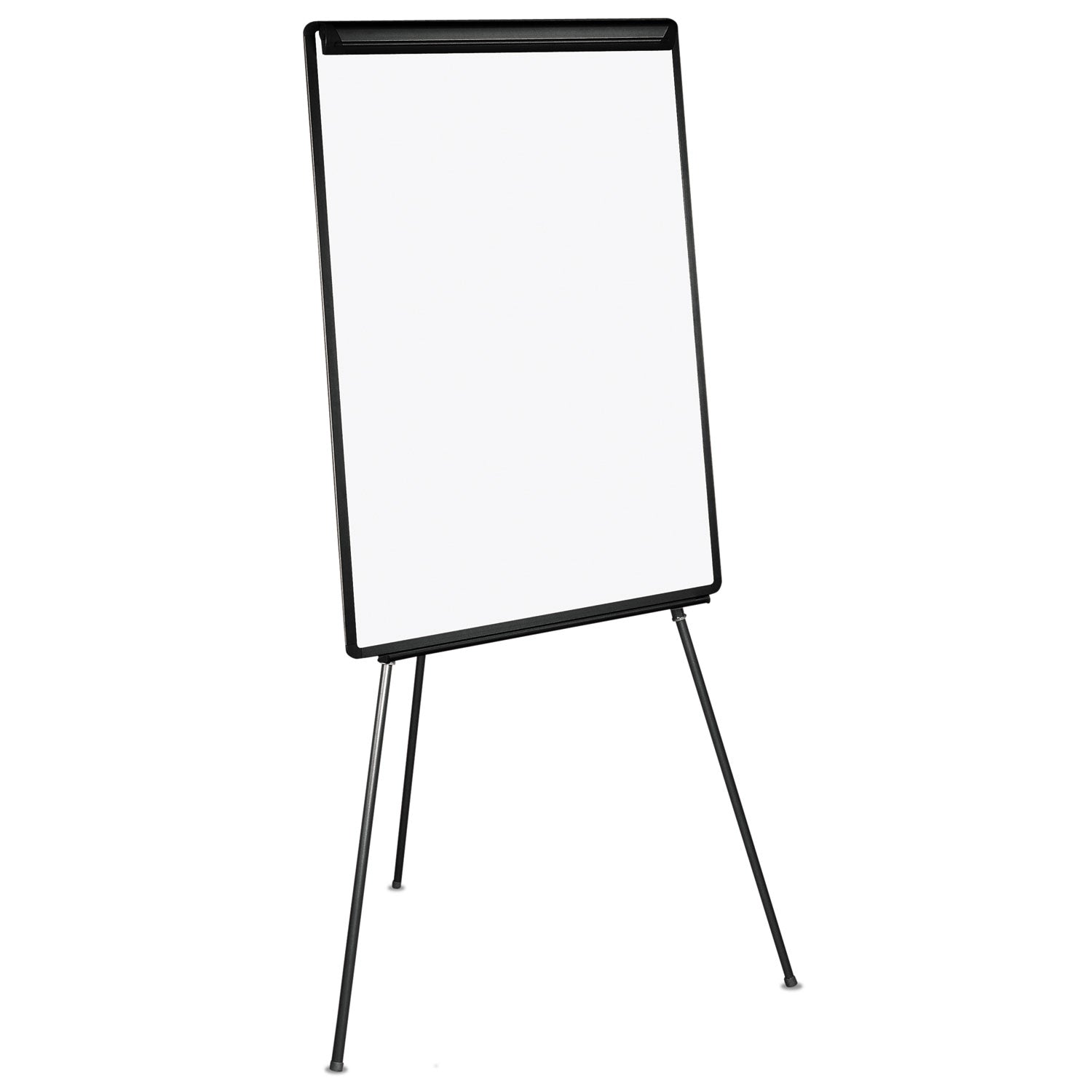 MasterVision® Basic Tripod Melamine Presentation Easel, 22.5" x 42", White Surface, Black Plastic/Steel Frame