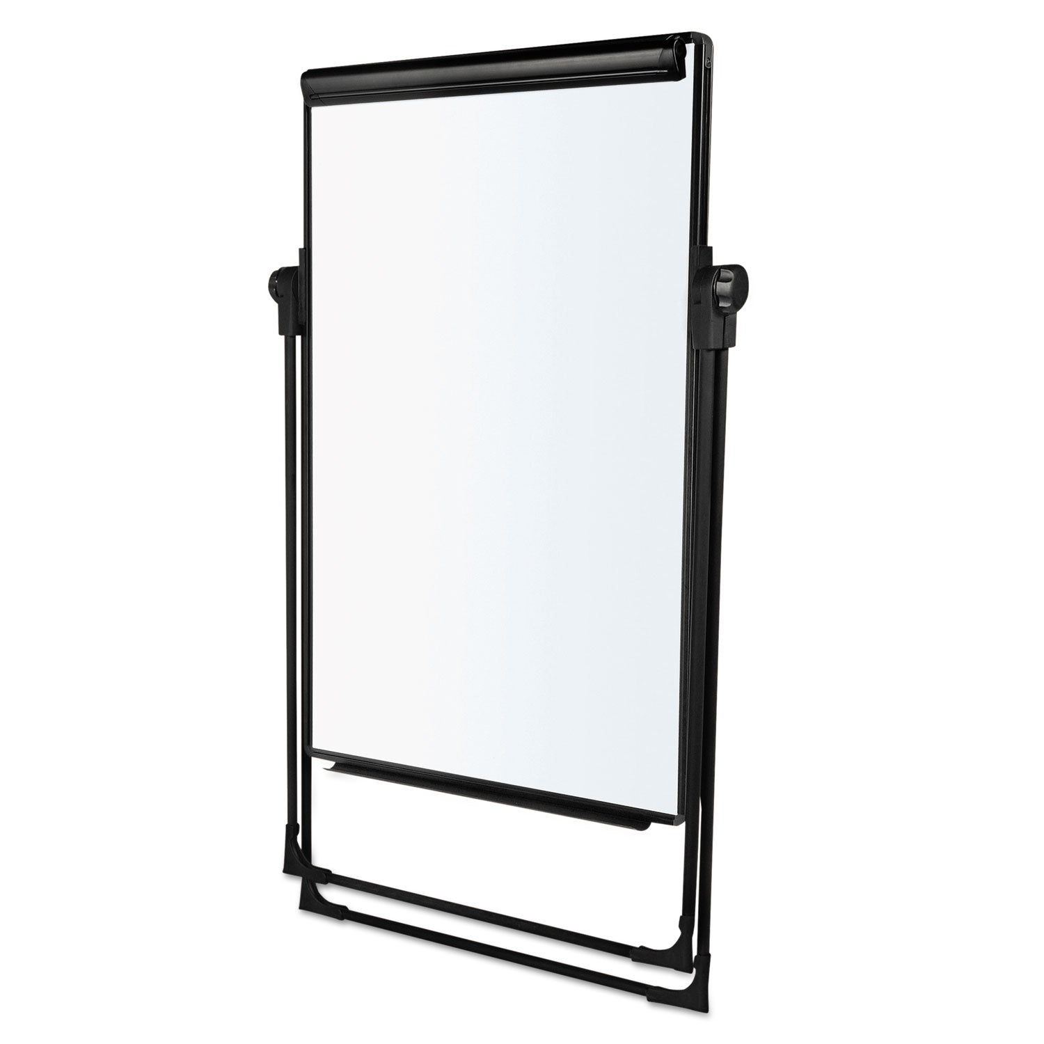 MasterVision® Folds-to-a-Table Melamine Easel, 28.5" x 37.5", White Surface, Black Steel Frame