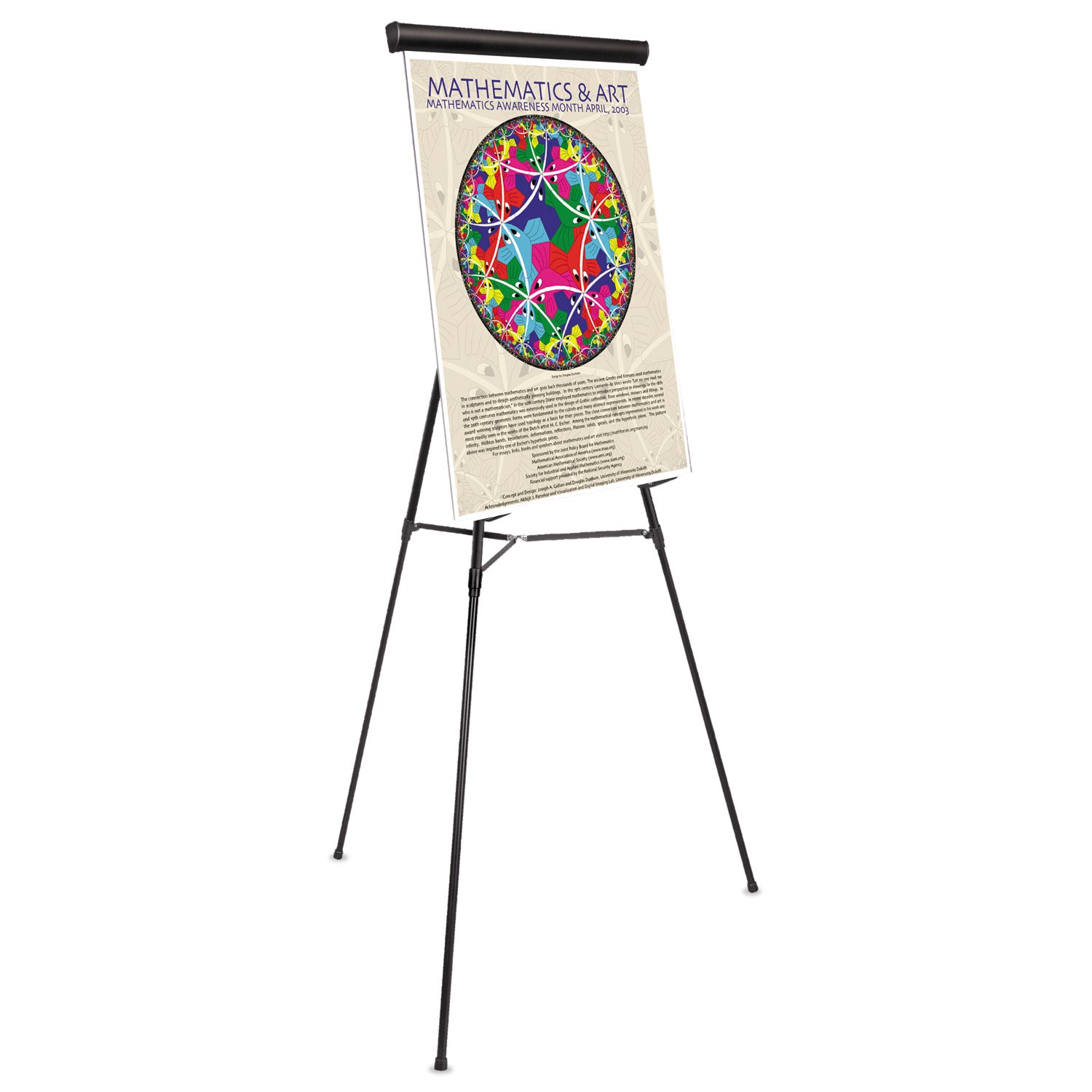 MasterVision® Telescoping Tripod Display Easel, Adjusts 38" To 69" High, Metal, Black