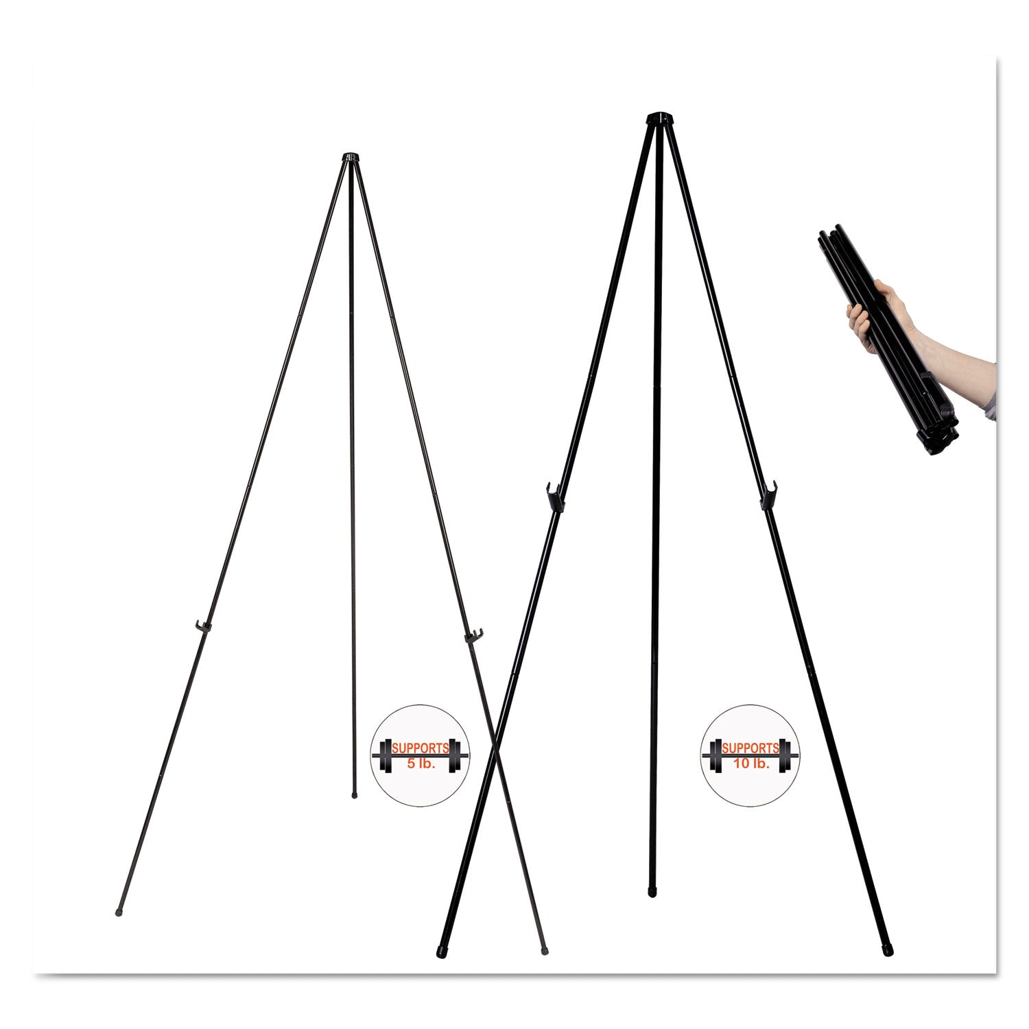 MasterVision® Instant Easel, 61.5" High, Black, Steel, Lightweight