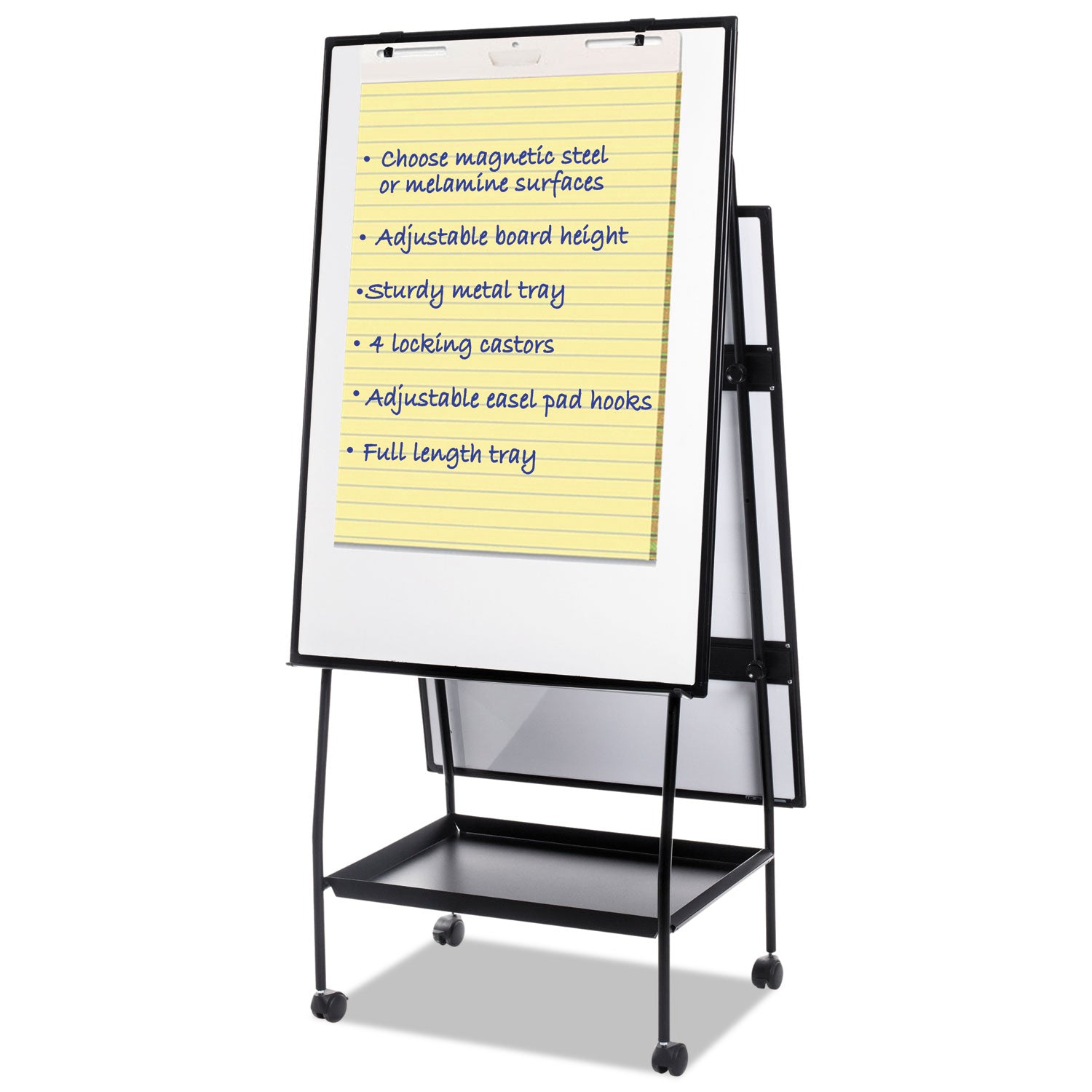 MasterVision® Creation Station Magnetic Dry Erase Board, 29.5" x 74.88", White Surface, Black Metal Frame