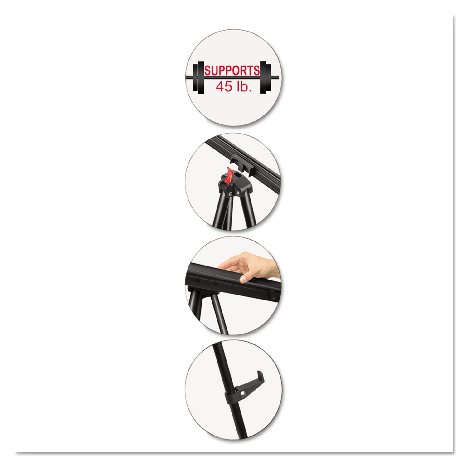 MasterVision® Telescoping Tripod Display Easel, Adjusts 38" To 69" High, Metal, Black