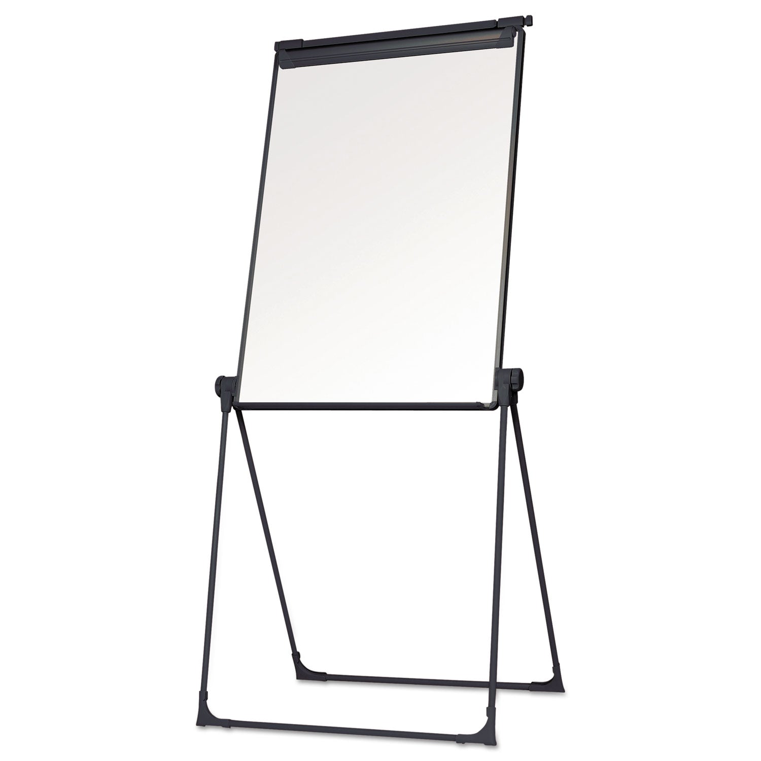 MasterVision® Folds-to-a-Table Melamine Easel, 28.5" x 37.5", White Surface, Black Steel Frame