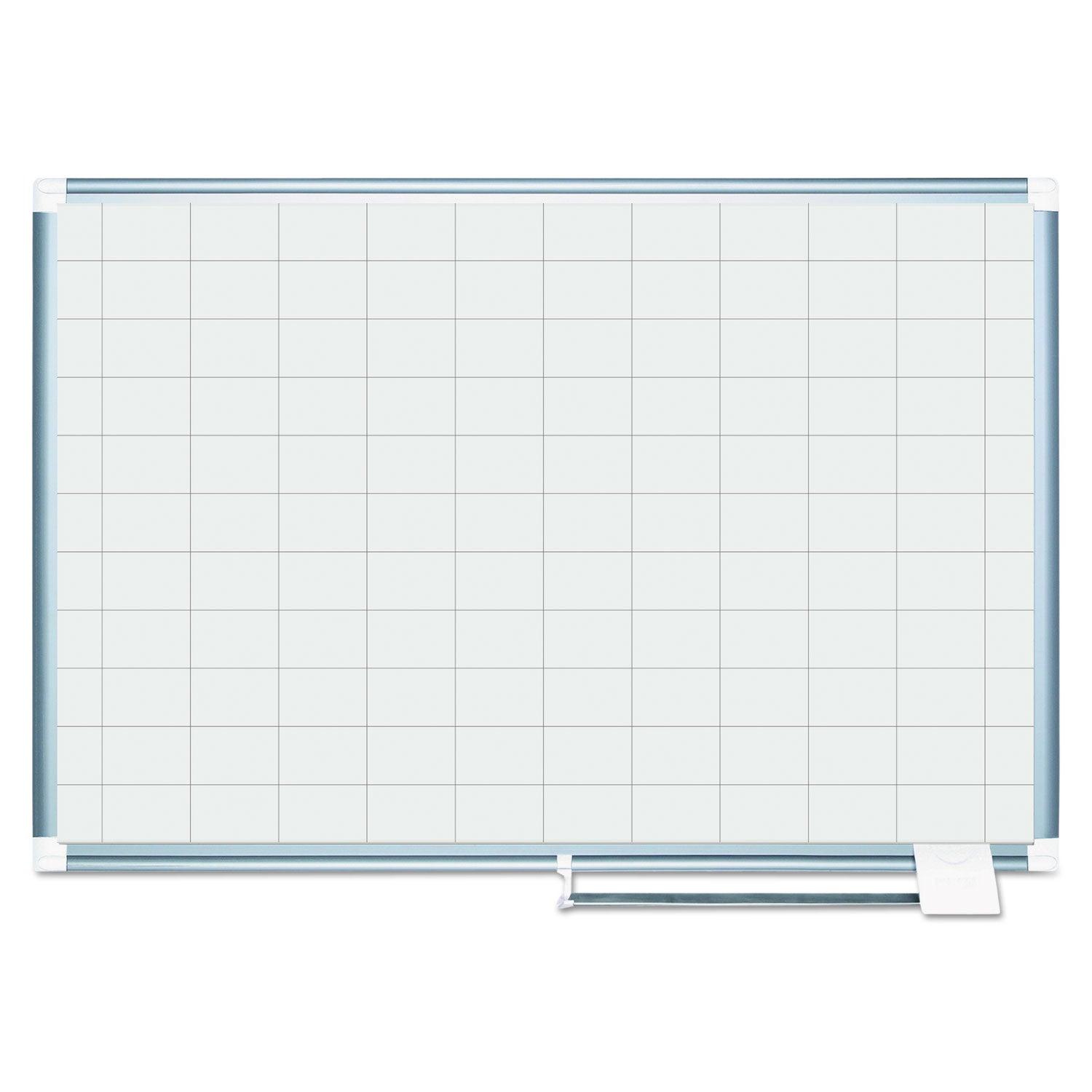 MasterVision® Gridded Magnetic Steel Dry Erase Project Planning Board, 2" x 3" Cells, 48" x 36", White Surface, Satin Aluminum Frame