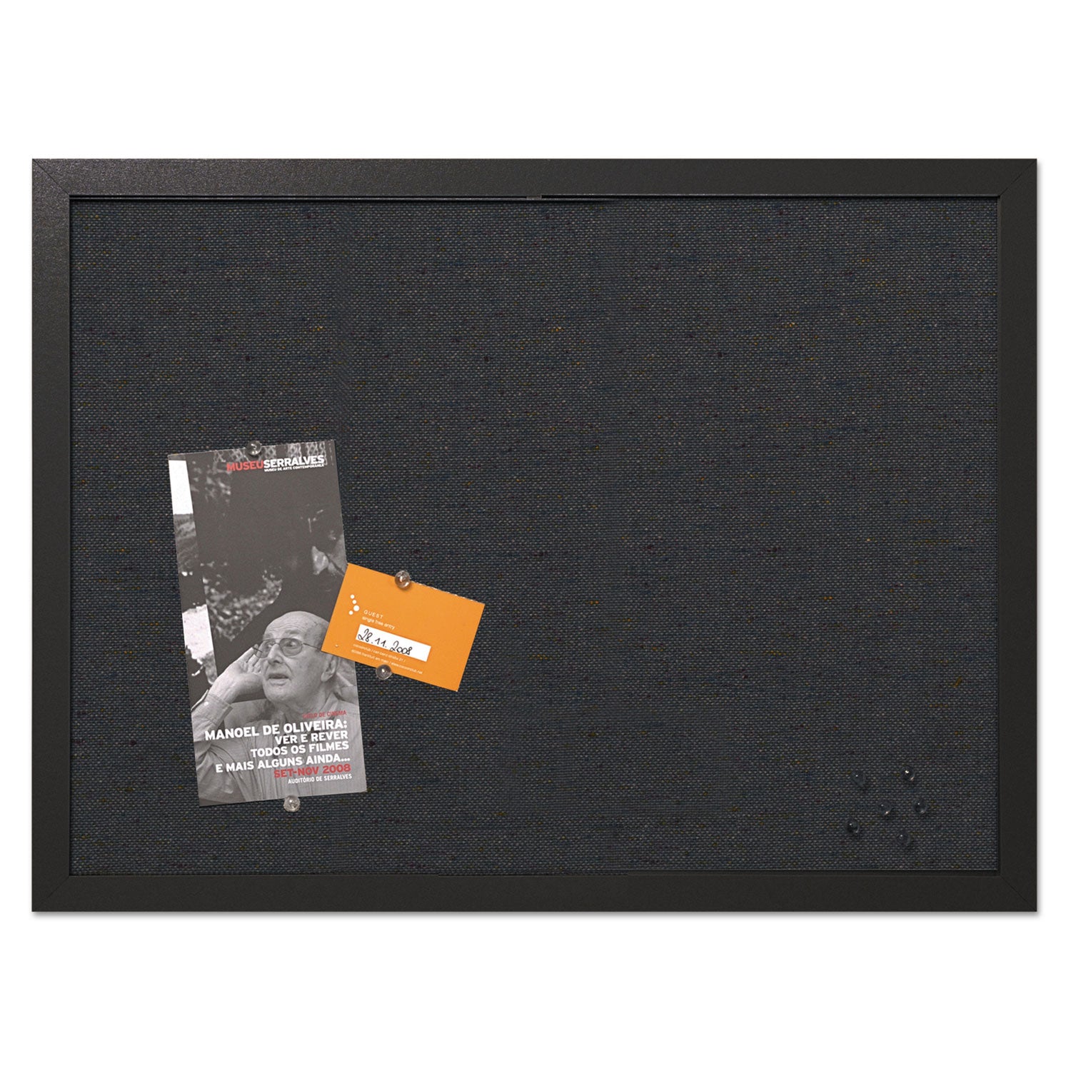 MasterVision® Designer Fabric Bulletin Board, 24" x 18", Black Surface, Black Fiberboard (MDF) Frame