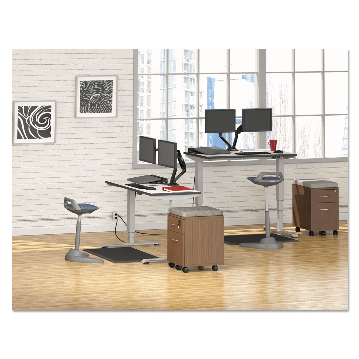 Alera® Alera Valencia Series Mobile Pedestal, Left/right, 2-Drawers: Box/file, Legal/letter, Modern Walnut, 15.88" X 19.13" X 22.88"