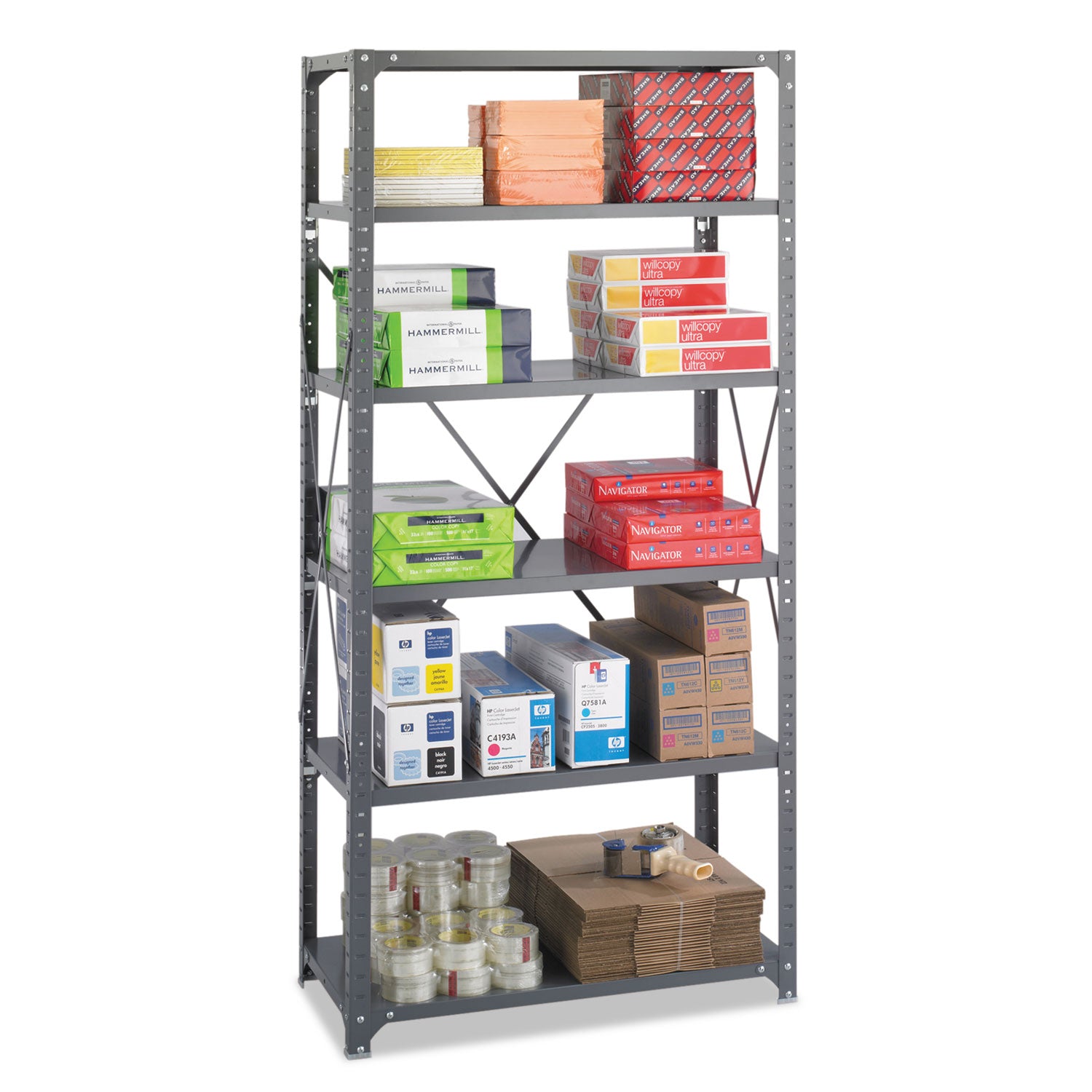Safco® Commercial Steel Shelving Unit, Six-Shelf, 36w X 18d X 75h, Dark Gray