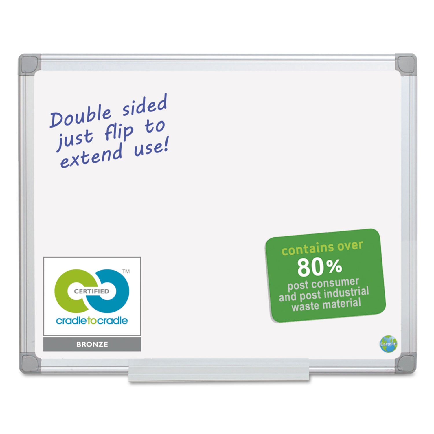 MasterVision® Earth Silver Easy Clean Dry Erase Boards, 36" x 24", White Surface, Satin Aluminum Frame
