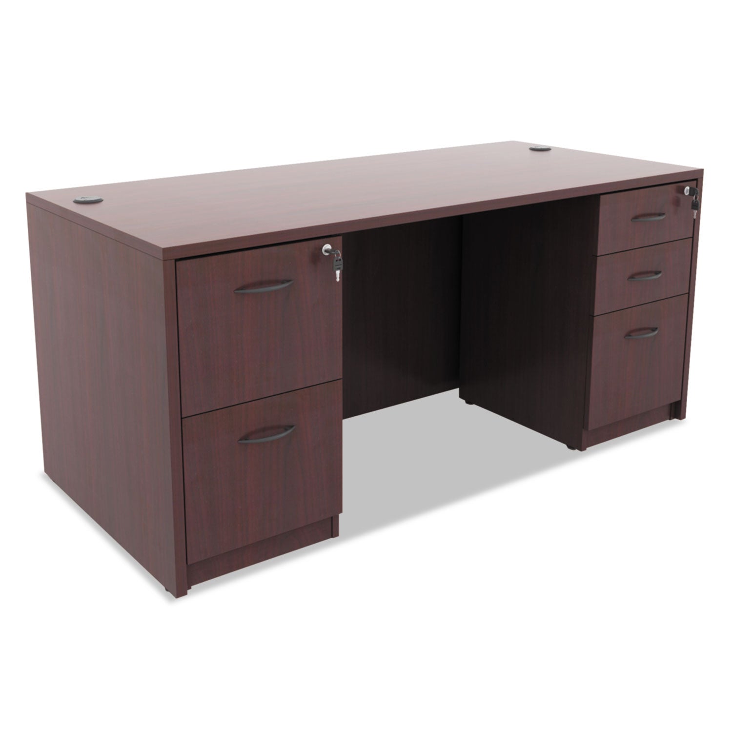 Alera® Alera Valencia Series Full Pedestal File, Left Or Right, 2 Legal/letter-Size File Drawers, Mahogany, 15.63" X 20.5" X 28.5"
