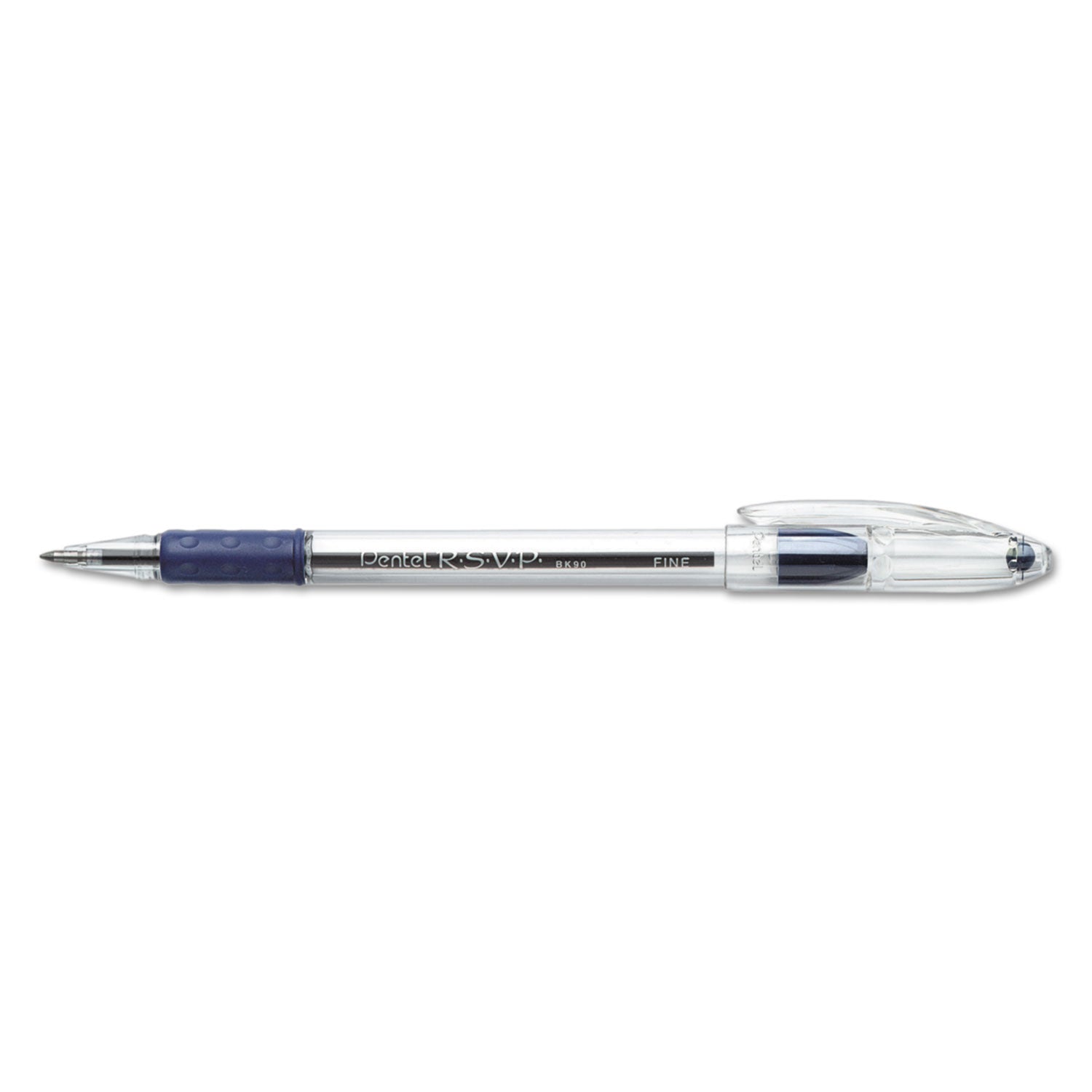 Pentel® R.s.v.p. Ballpoint Pen, Stick, Fine 0.7 Mm, Blue Ink, Clear/blue Barrel, Dozen