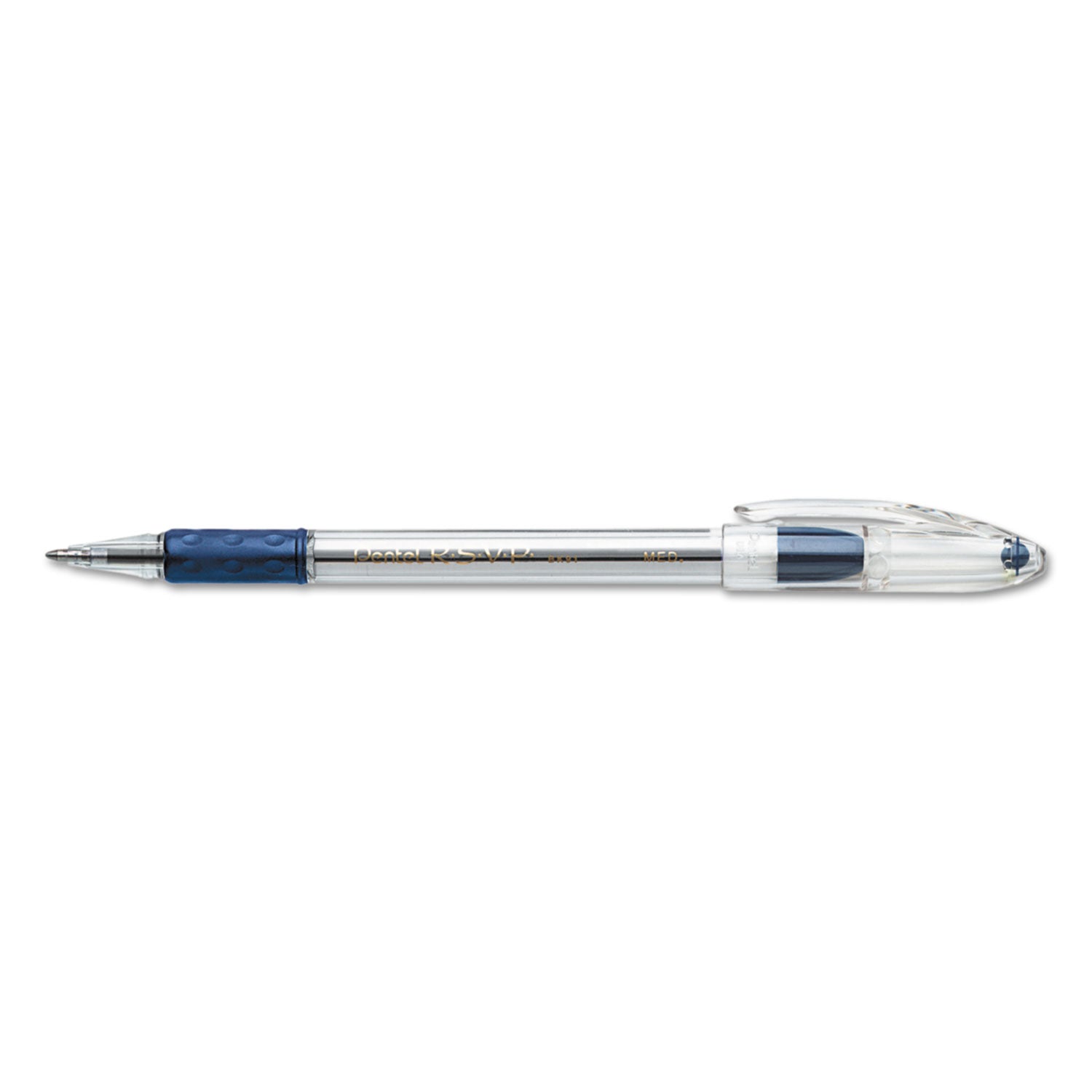 Pentel® R.s.v.p. Ballpoint Pen, Stick, Medium 1 Mm, Blue Ink, Clear/blue Barrel, Dozen