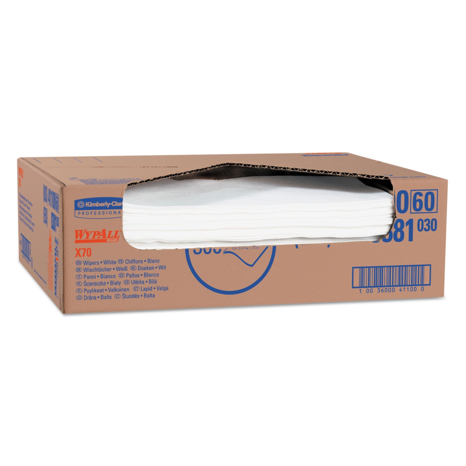 WypAll® X70 Cloths, Flat Sheet, 16.6 x 14.9, White, 300/Carton