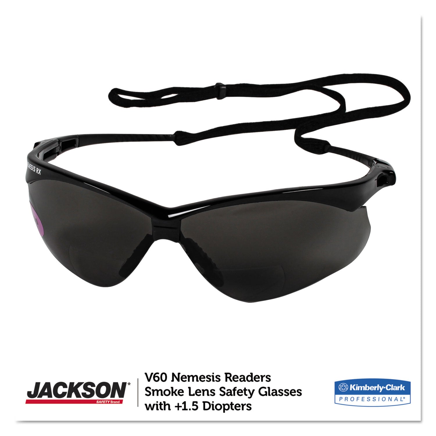 KleenGuard™ Nemesis Readers Safety Glasses, Smoke Frame, Smoke Polycarbonate Lens