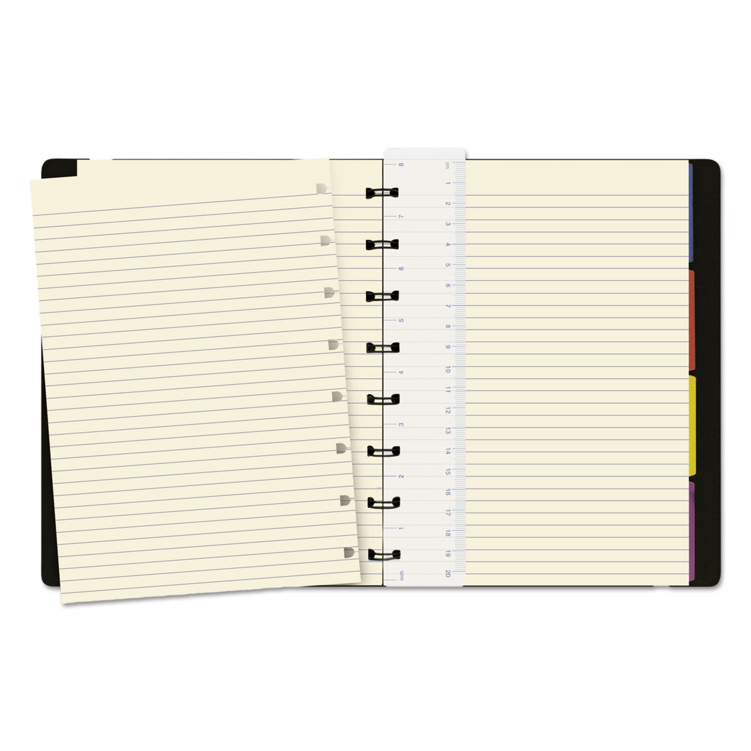 Filofax® Notebook, 1-Subject, Medium/College Rule, Black Cover, (112) 8.25 x 5.81 Sheets