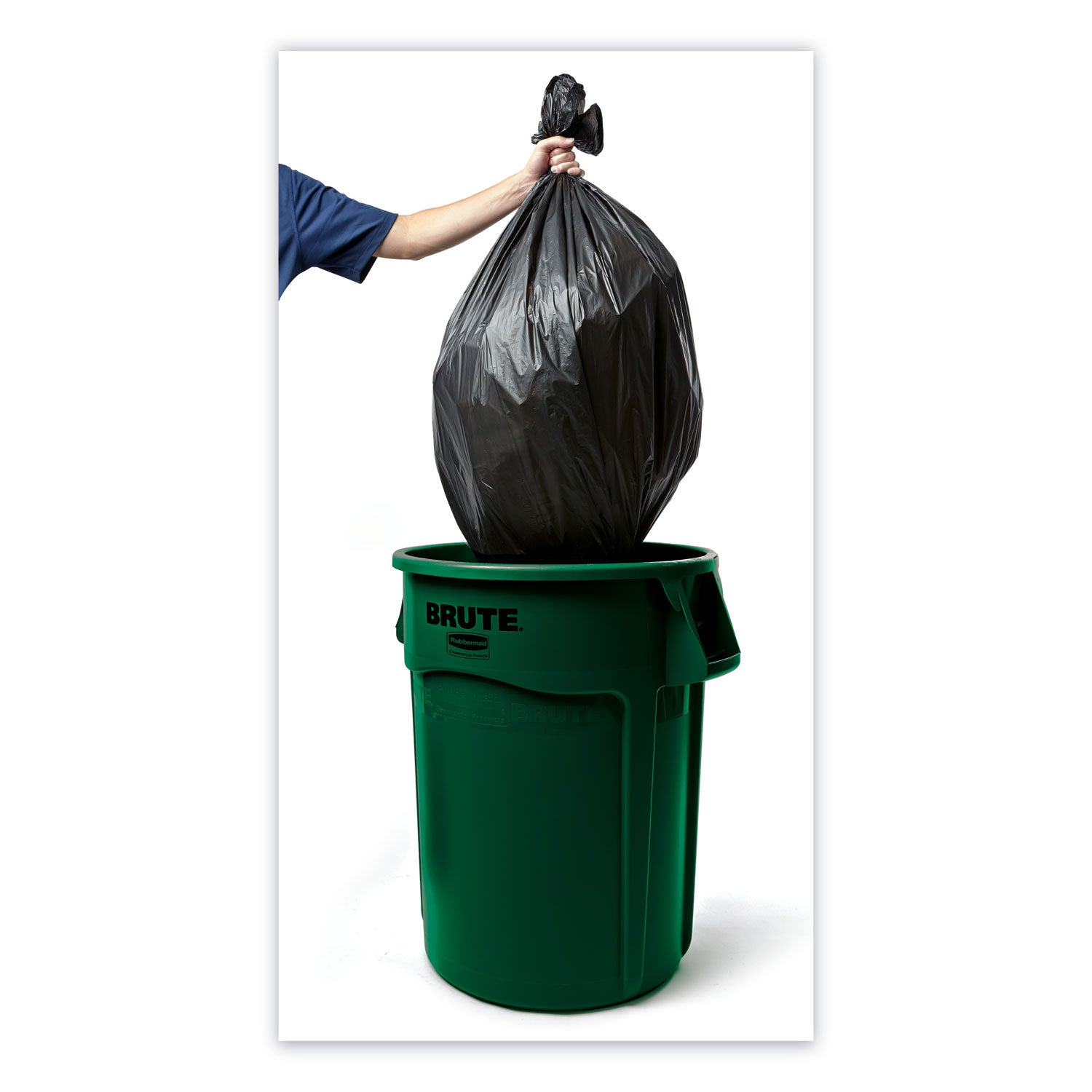 Rubbermaid® Commercial Vented Round Brute Container, 32 gal, Plastic, Dark Green