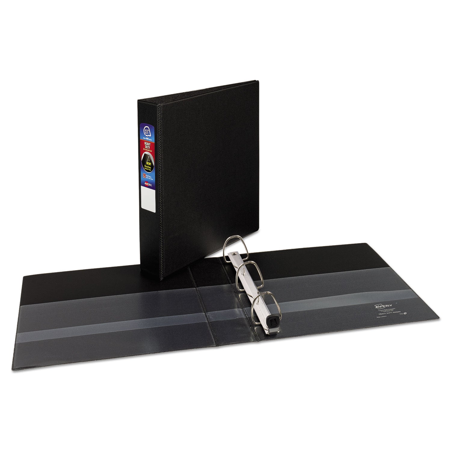 Avery® Heavy-Duty Non-View Binder With Durahinge And One Touch Ezd Rings, 3 Rings, 1.5" Capacity, 11 X 8.5, Black